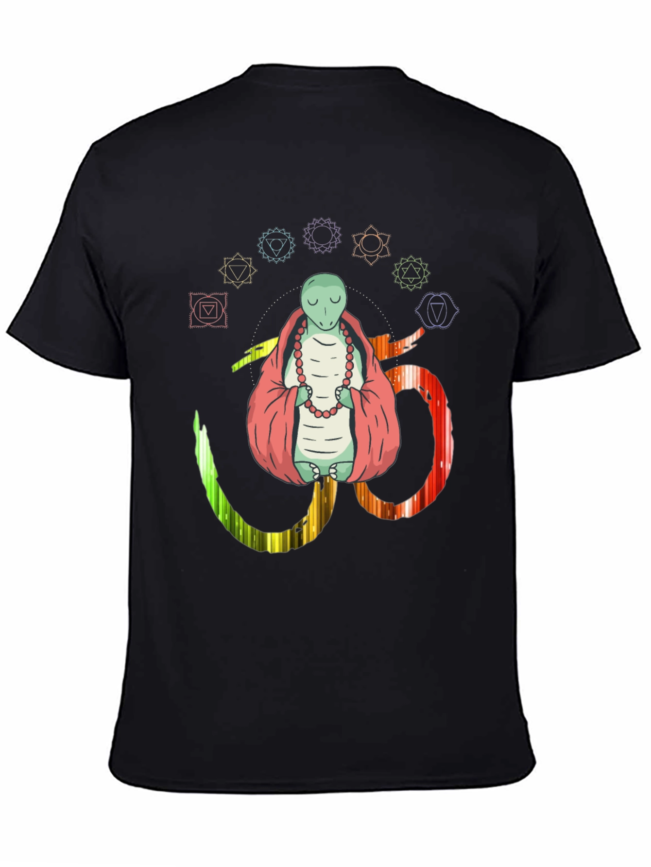 Black Meditating Lizard Om Yoga Chakra T-Shirt view 4