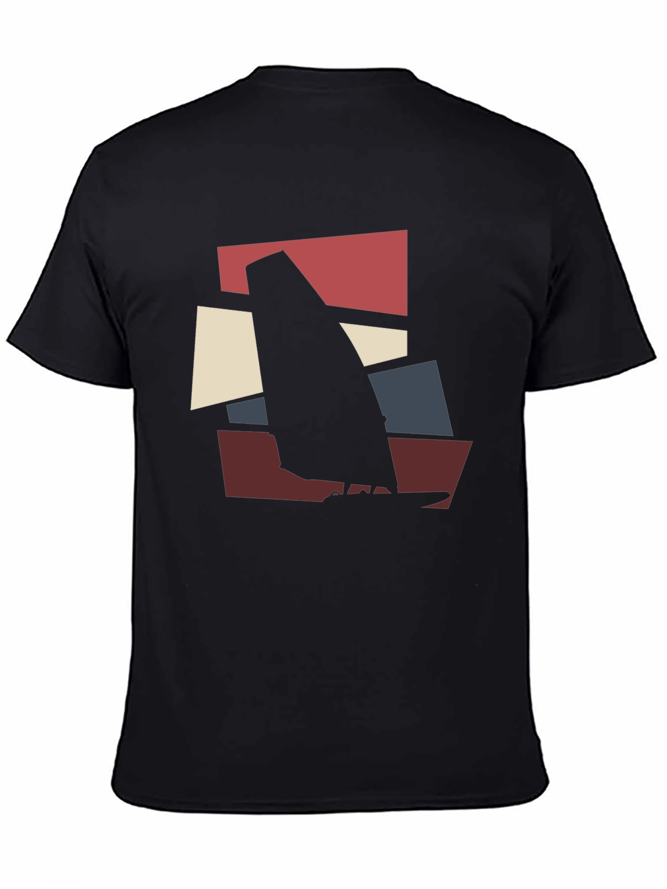 Black Modern Windsurfing Graphic Tee - Black view 4