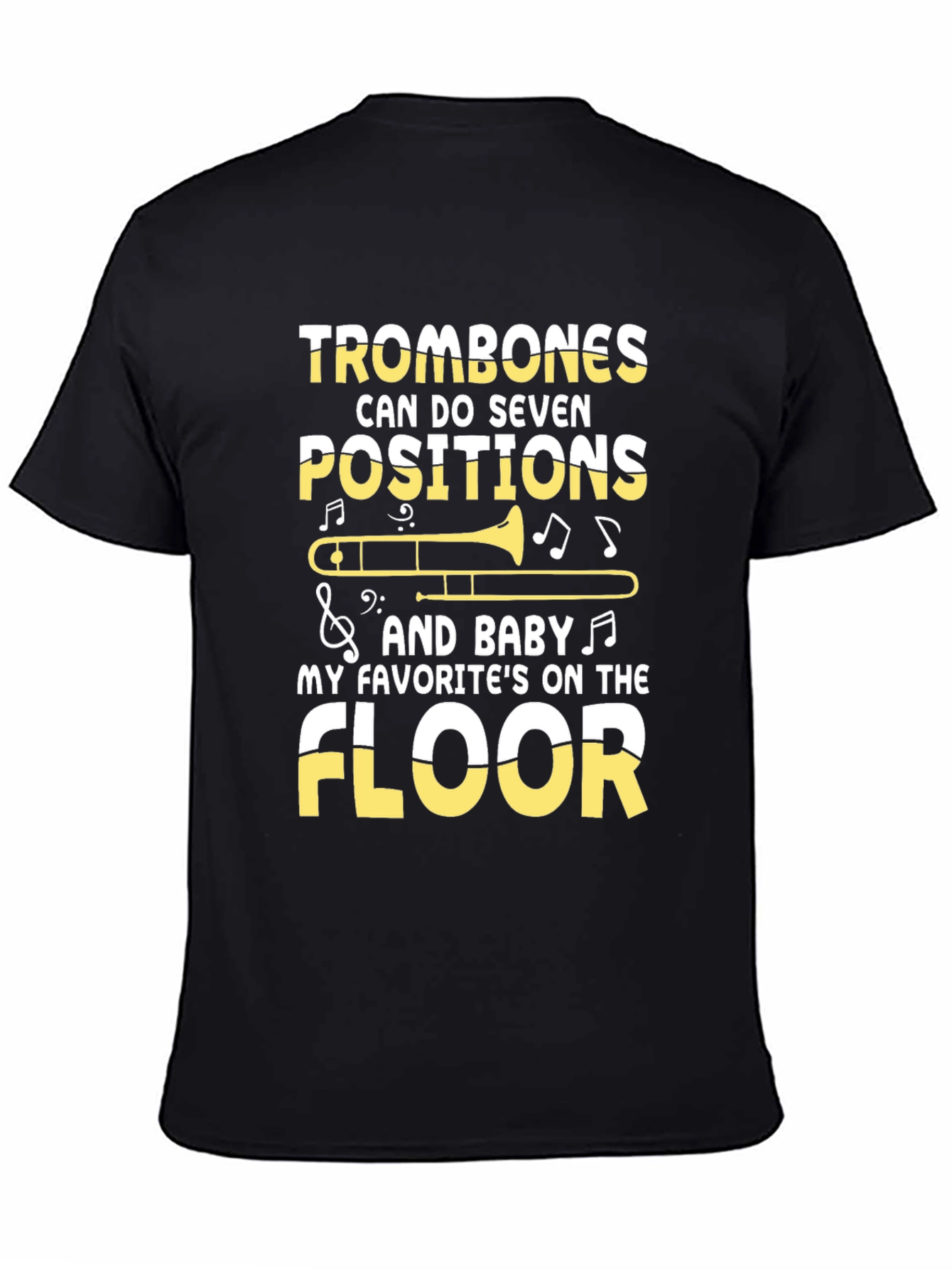 Black Trombones Seven Positions Graphic T-Shirt view 4