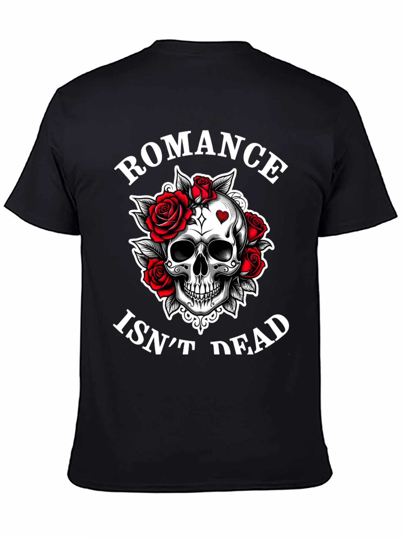 Black Romance Isn't Dead Skull & Roses Graphic T-Shirt view 4