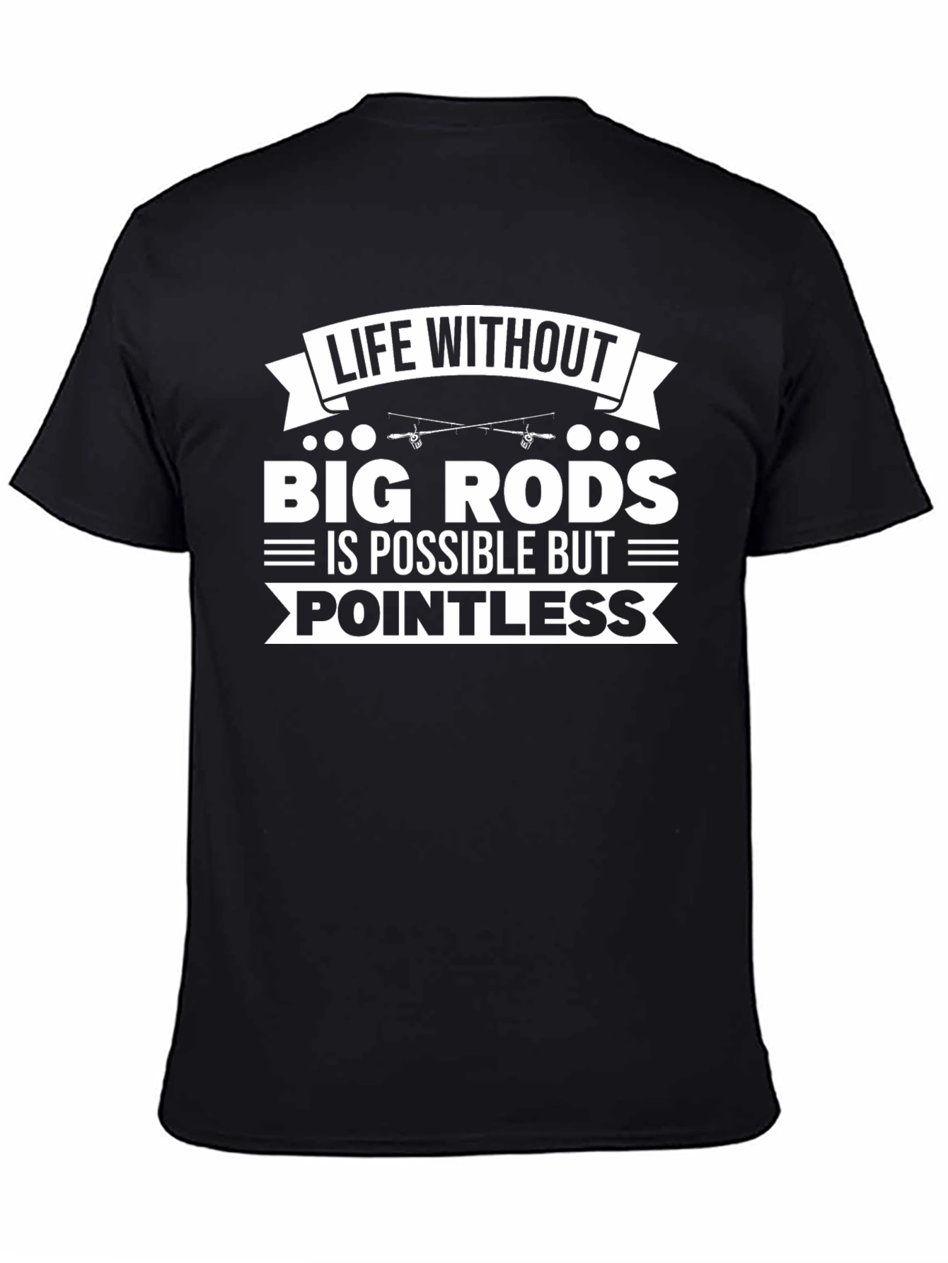Black Fishing Rods T-Shirt - Funny Fisherman Tee view 4