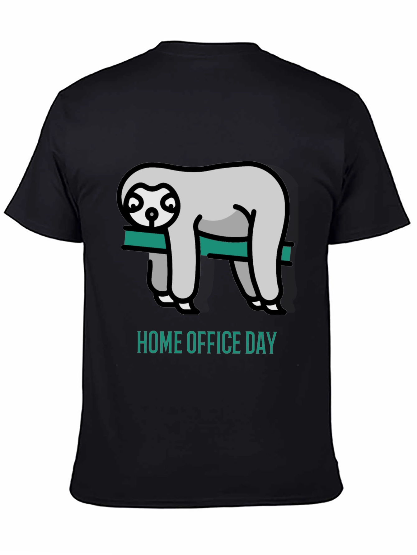 Black Home Office Day Sloth Graphic Tee view 4