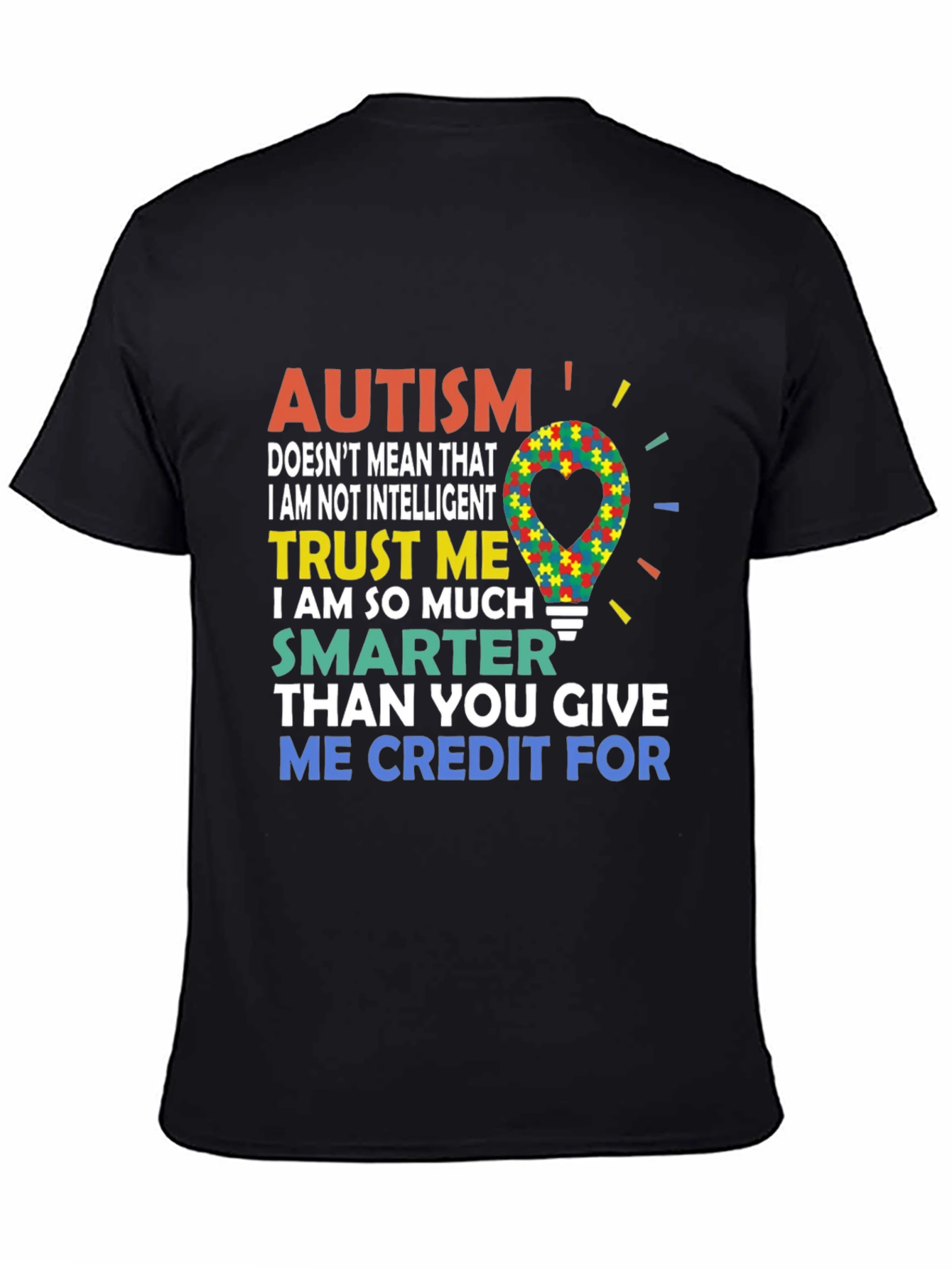 Black Autism Awareness T-Shirt - Trust Me view 4
