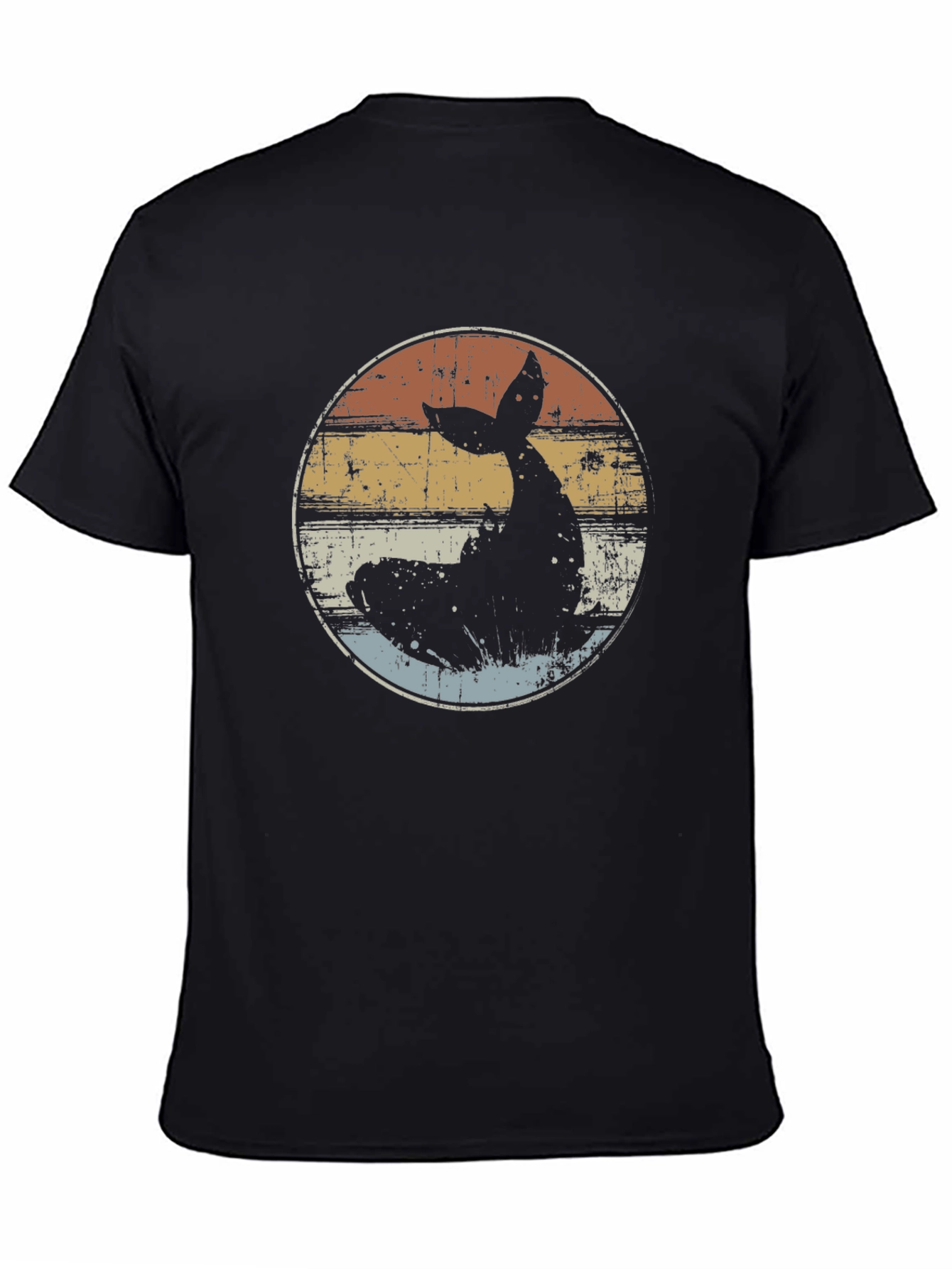 Black Retro Whale Tail Graphic T-Shirt - Black view 4