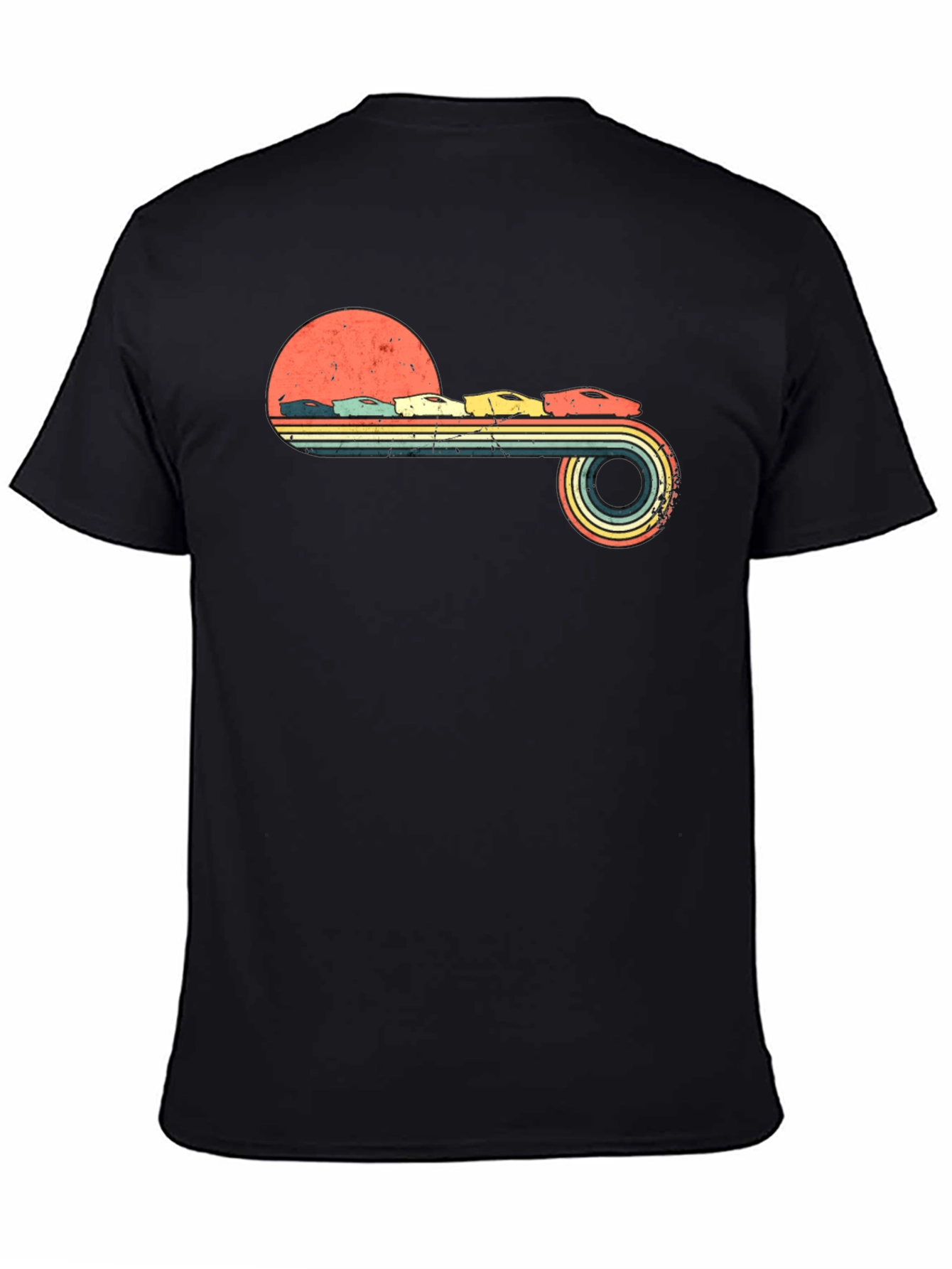 Black Retro Sunset Racing T-Shirt view 4