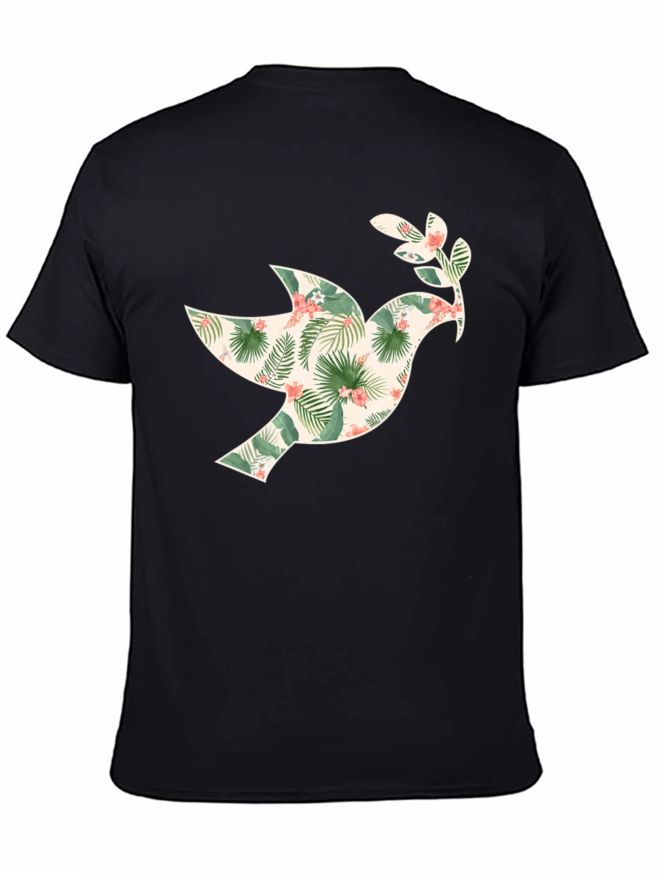 Black Tropical Dove Graphic Tee - Men's Black T-Shirt view 4
