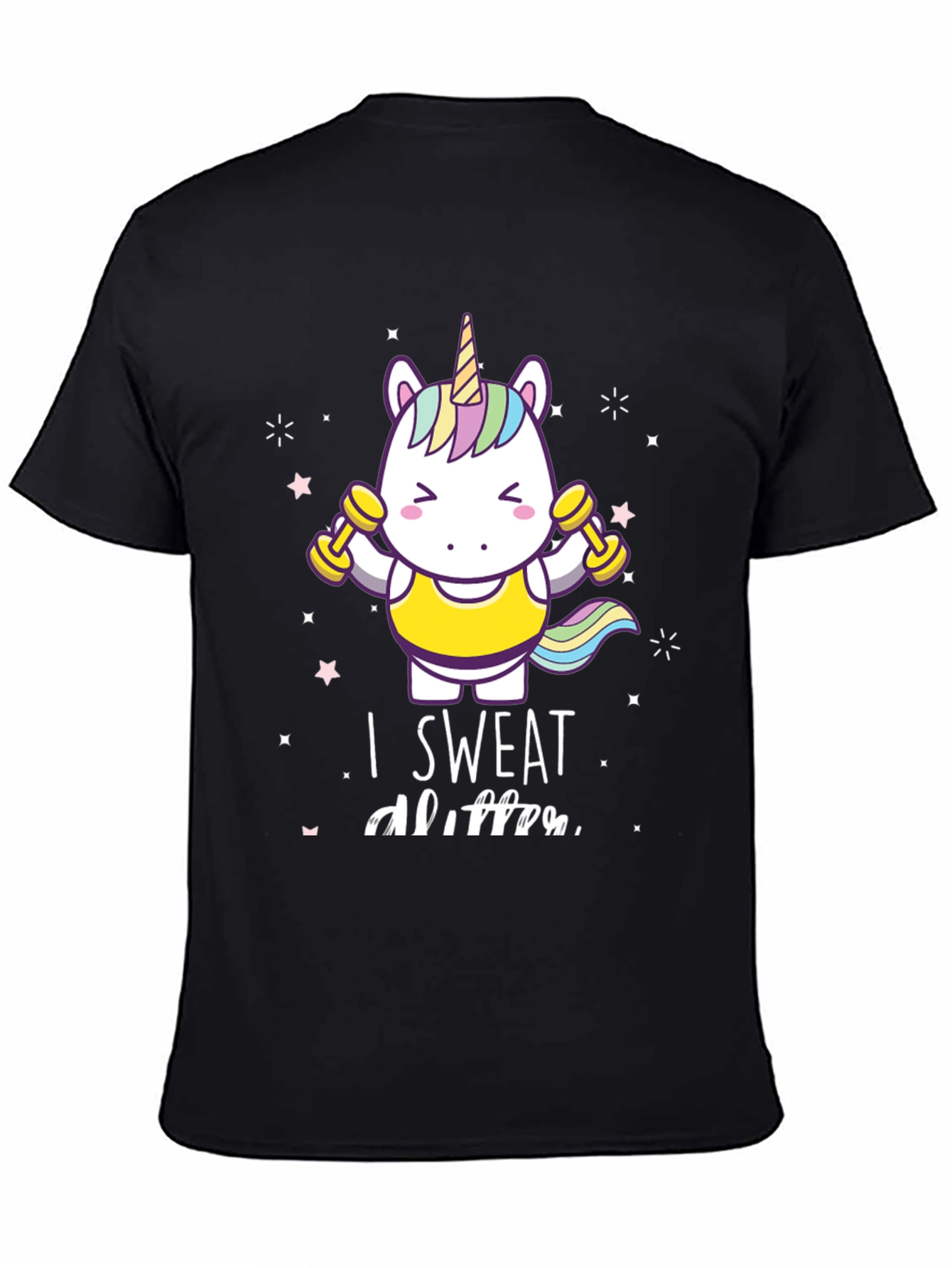 Black Unicorn Gym T-Shirt - "I Sweat Glitter" view 4