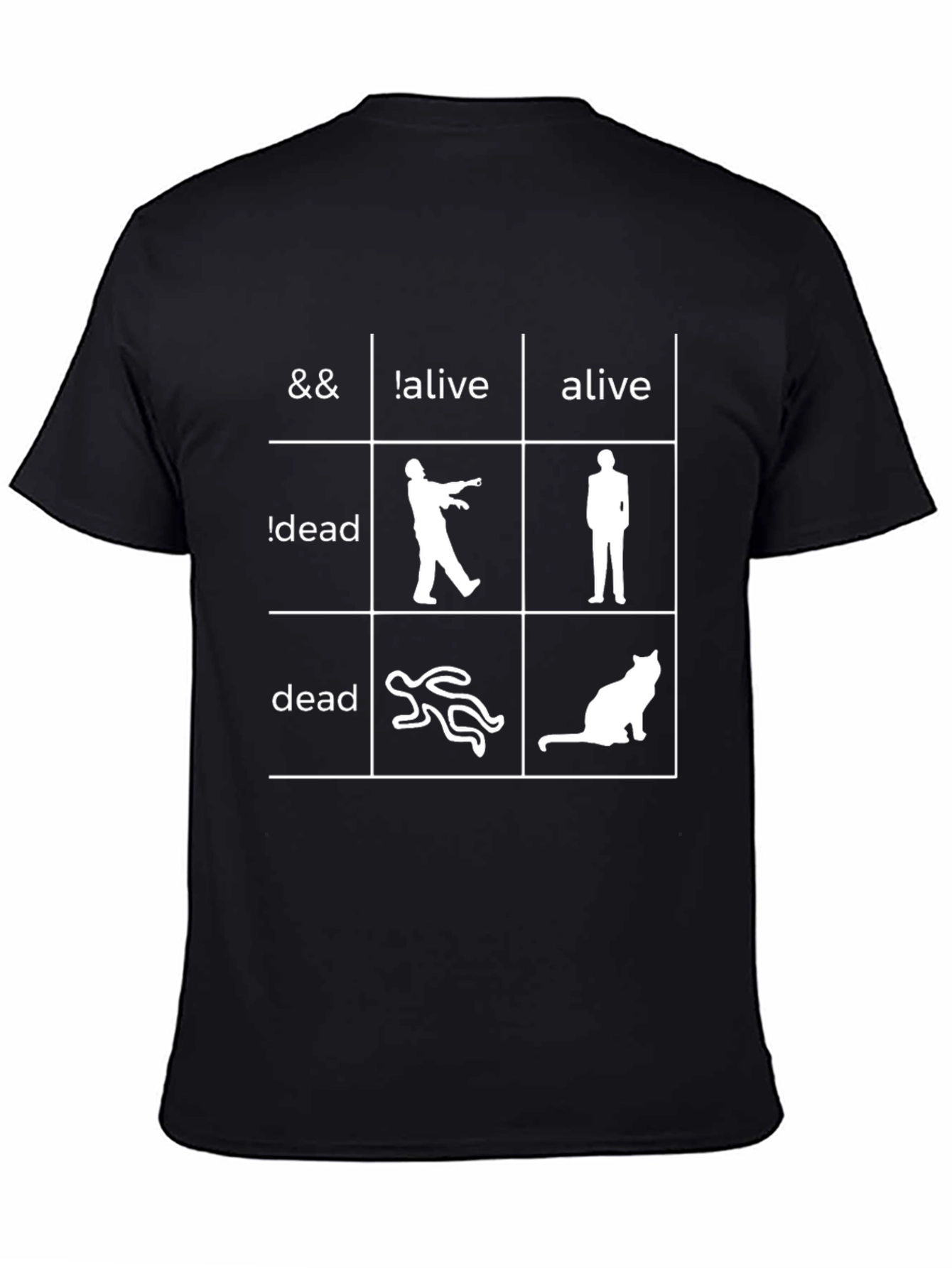 Black Funny Logic Grid Graphic Novelty T-Shirt view 4