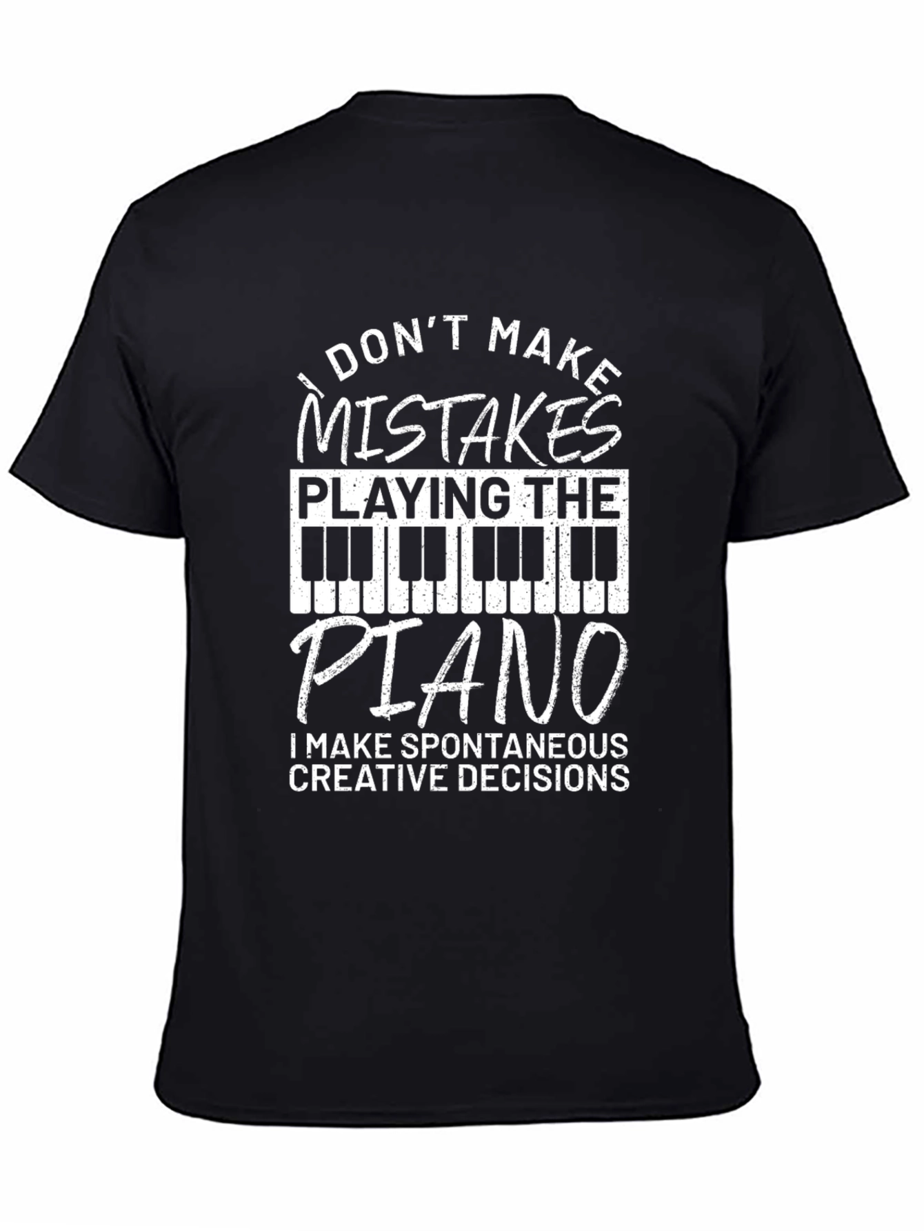 Black Piano Player Spontaneous Decisions Tee view 4