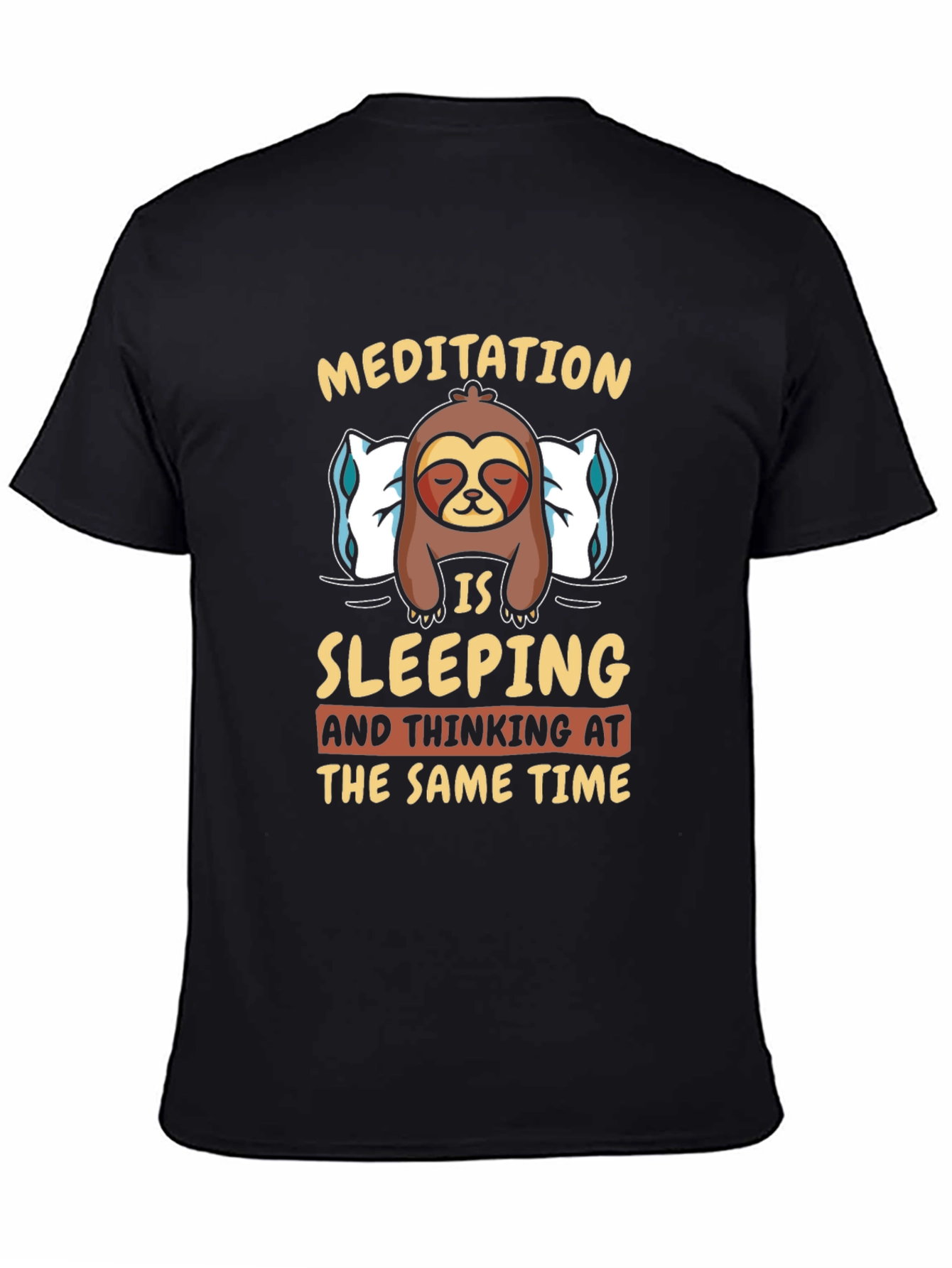 Meditation Sloth Graphic Tee: Sleeping & Thinking T-Shirt - 4
