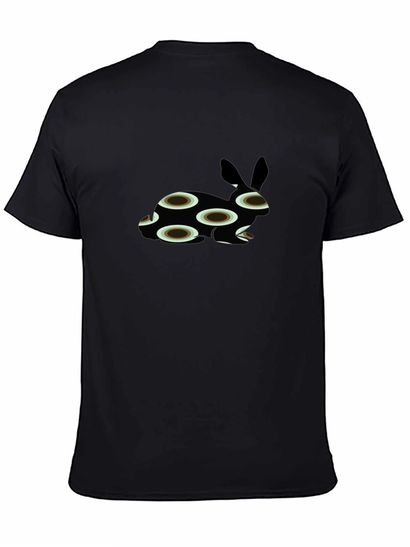 Black Abstract Bunny Print Black T-Shirt view 4