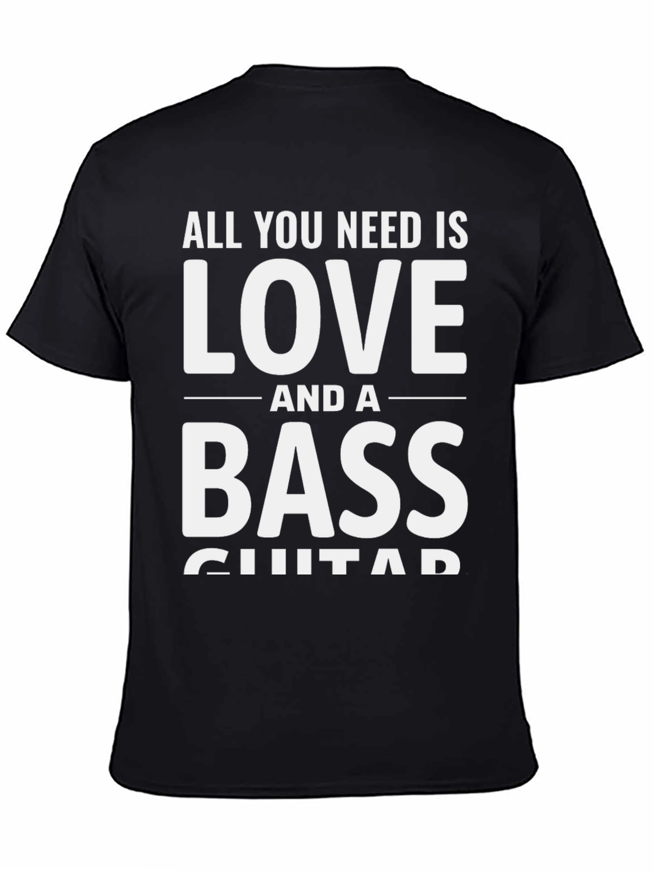 Black Love and Bass Guitar Black T-Shirt - Musician Tee view 4