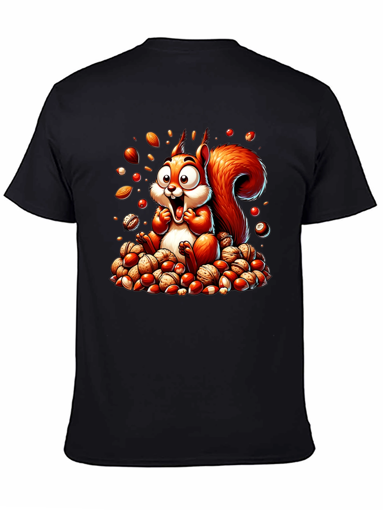 Black Squirrel Nut Lover T-Shirt - Cartoon Design view 4