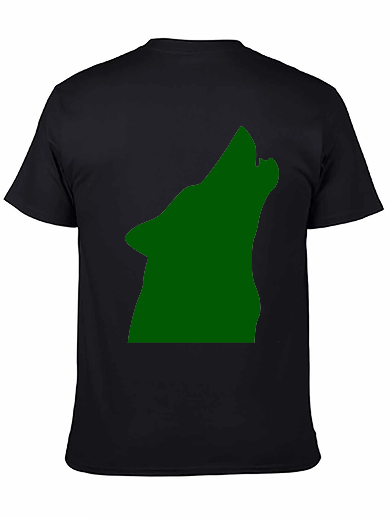 Black Black T-Shirt with Green Howling Wolf Design view 4
