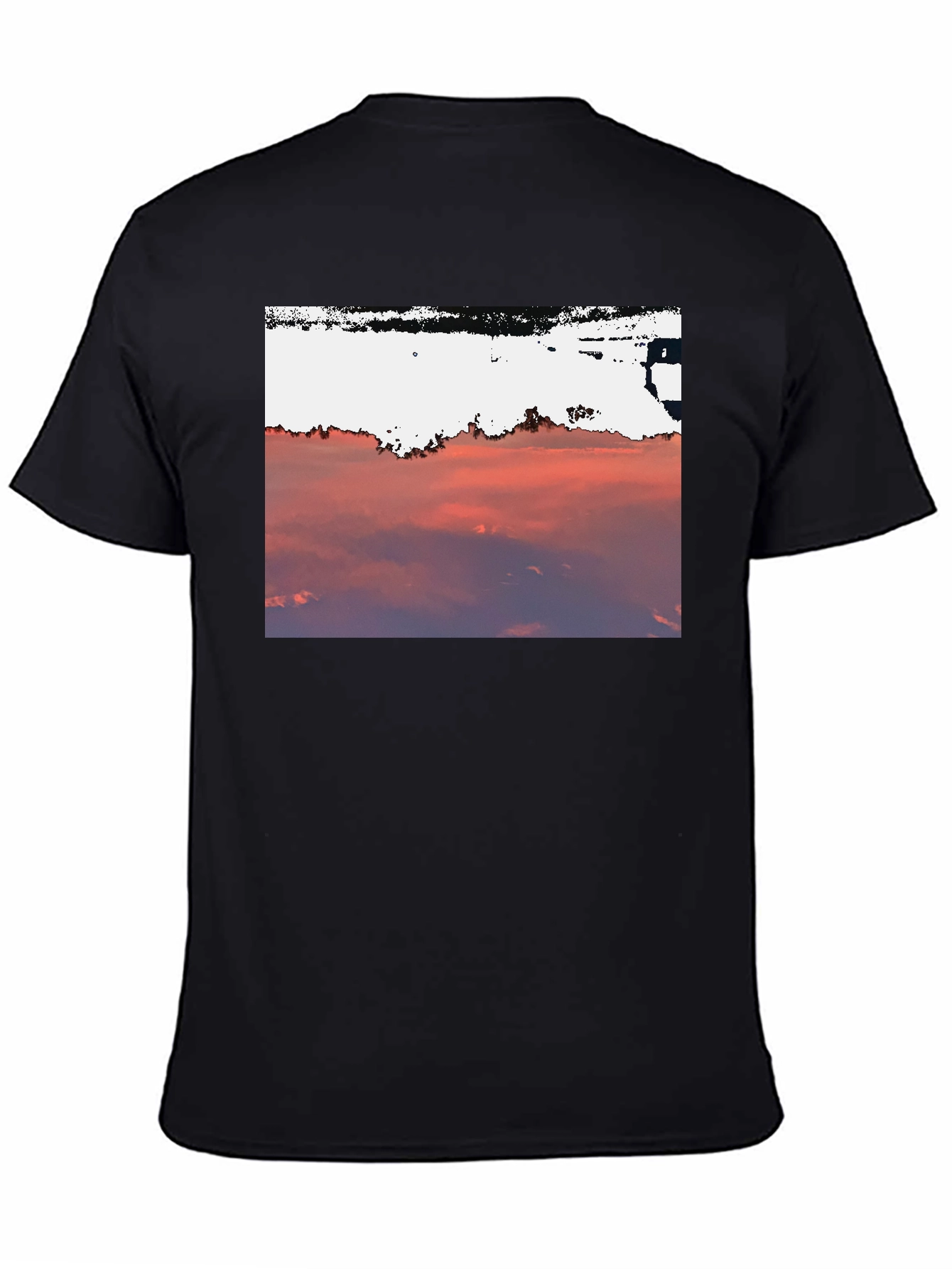 Black Sunset Sky Graphic Tee - Black Cotton Blend view 4
