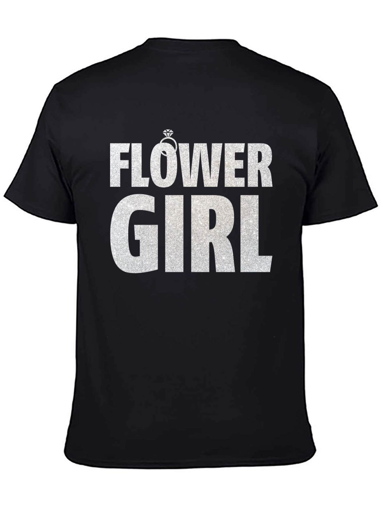 Black Flower Girl T-Shirt - Wedding Party Tee view 4