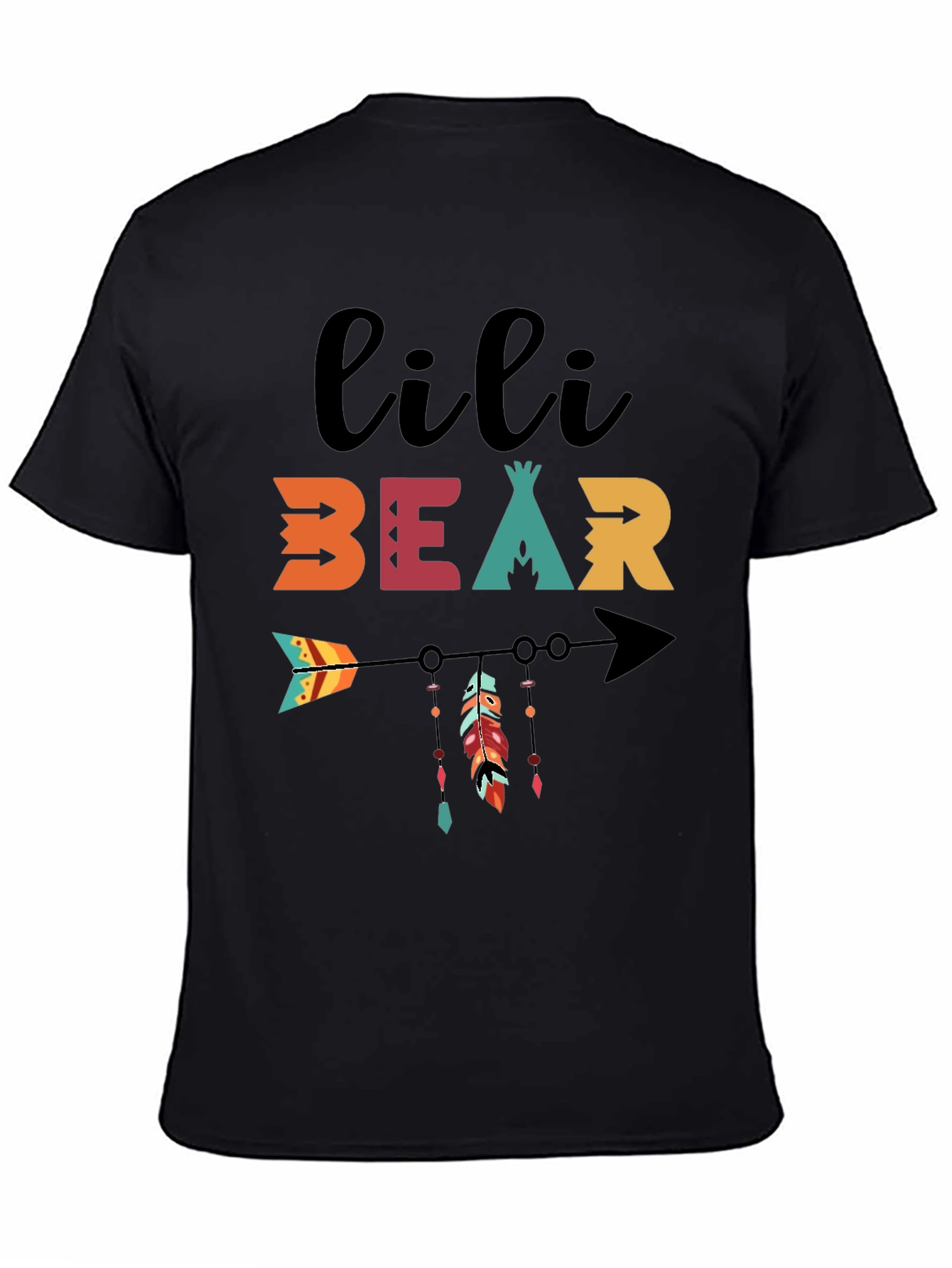 Black Lili Bear Arrow Graphic Tee - Black Cotton Blend Shirt view 4
