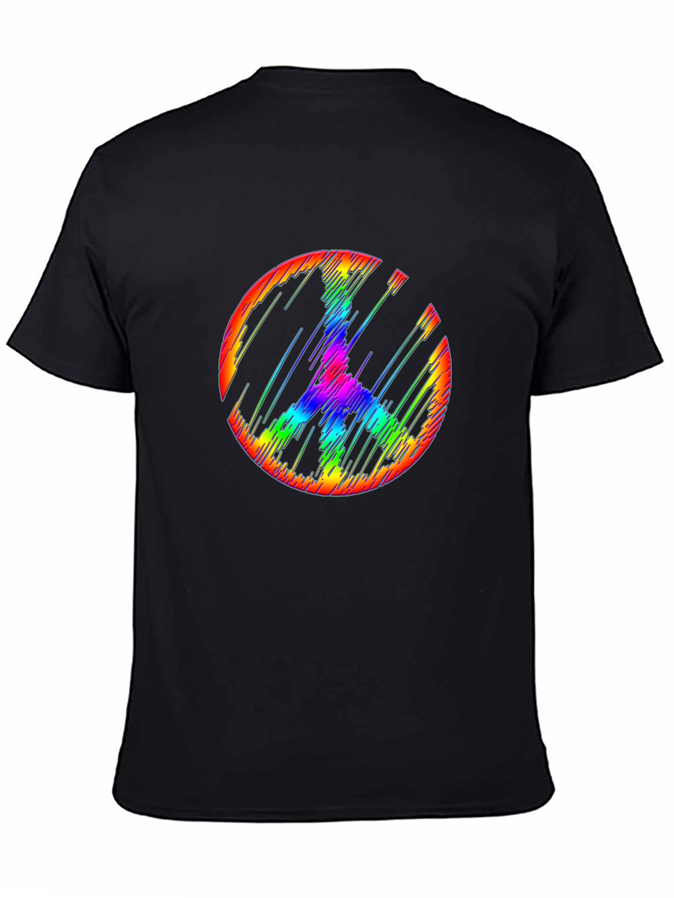 Black Rainbow Peace Sign Graphic Tee - Mens Black T-Shirt view 4