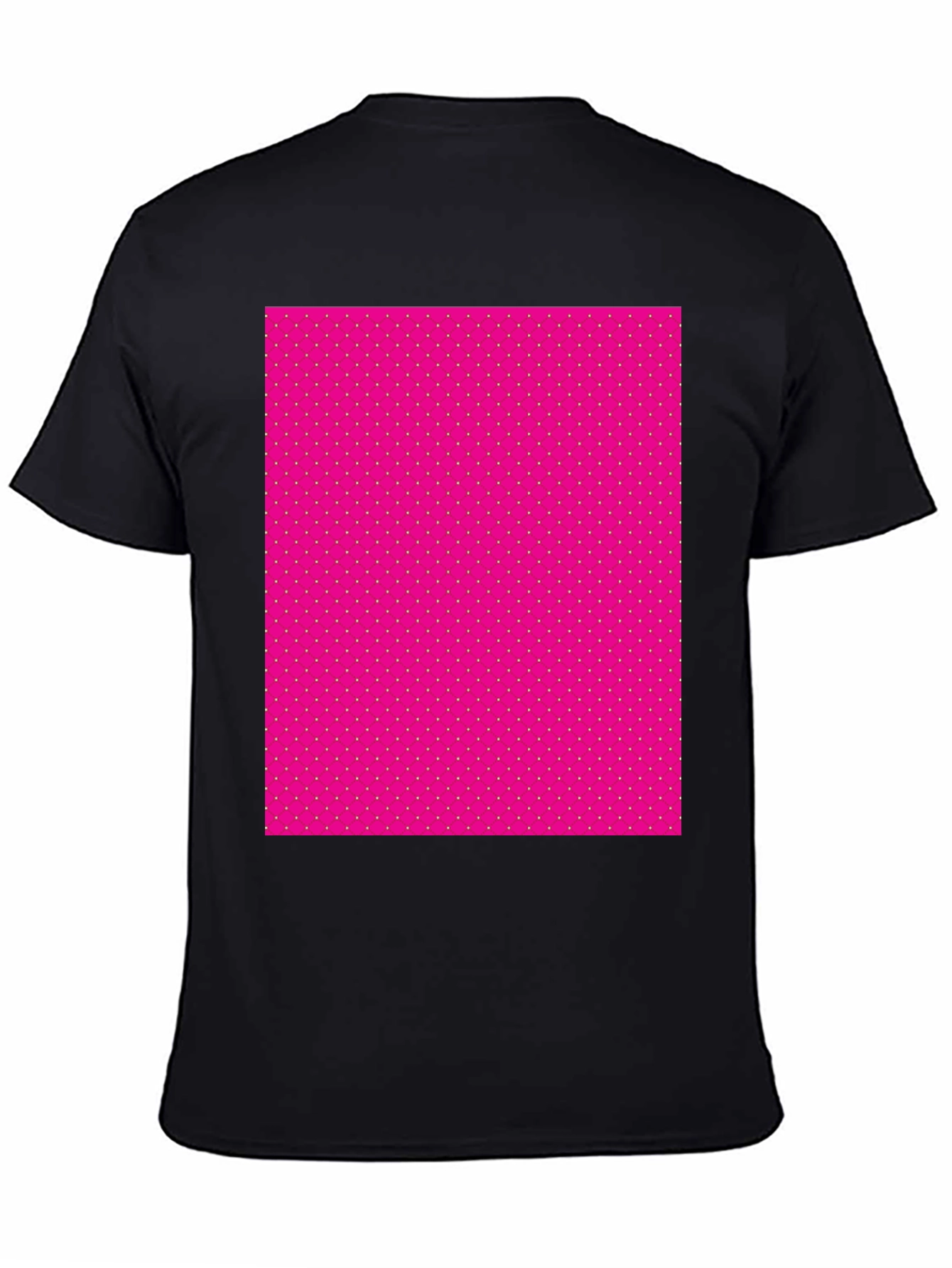 Black Men's Black T-Shirt with Pink Polka Dot Pattern view 4
