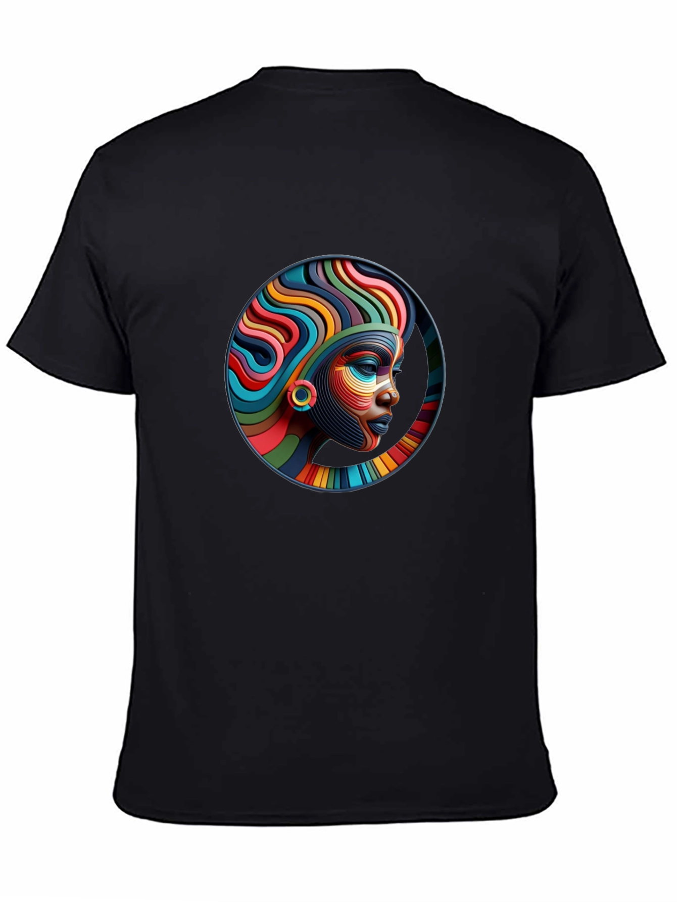 Black Abstract African Woman Art T-Shirt view 4
