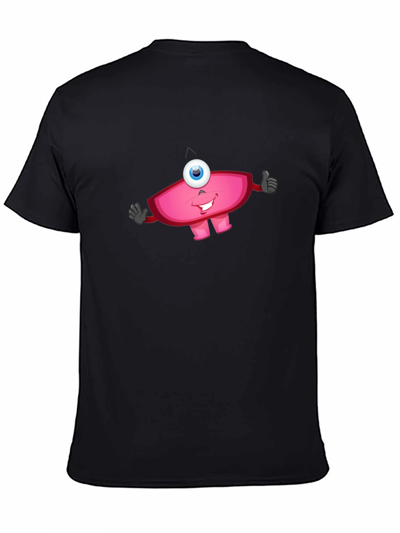 Black Funny One-Eyed Monster Graphic Tee - Black view 4