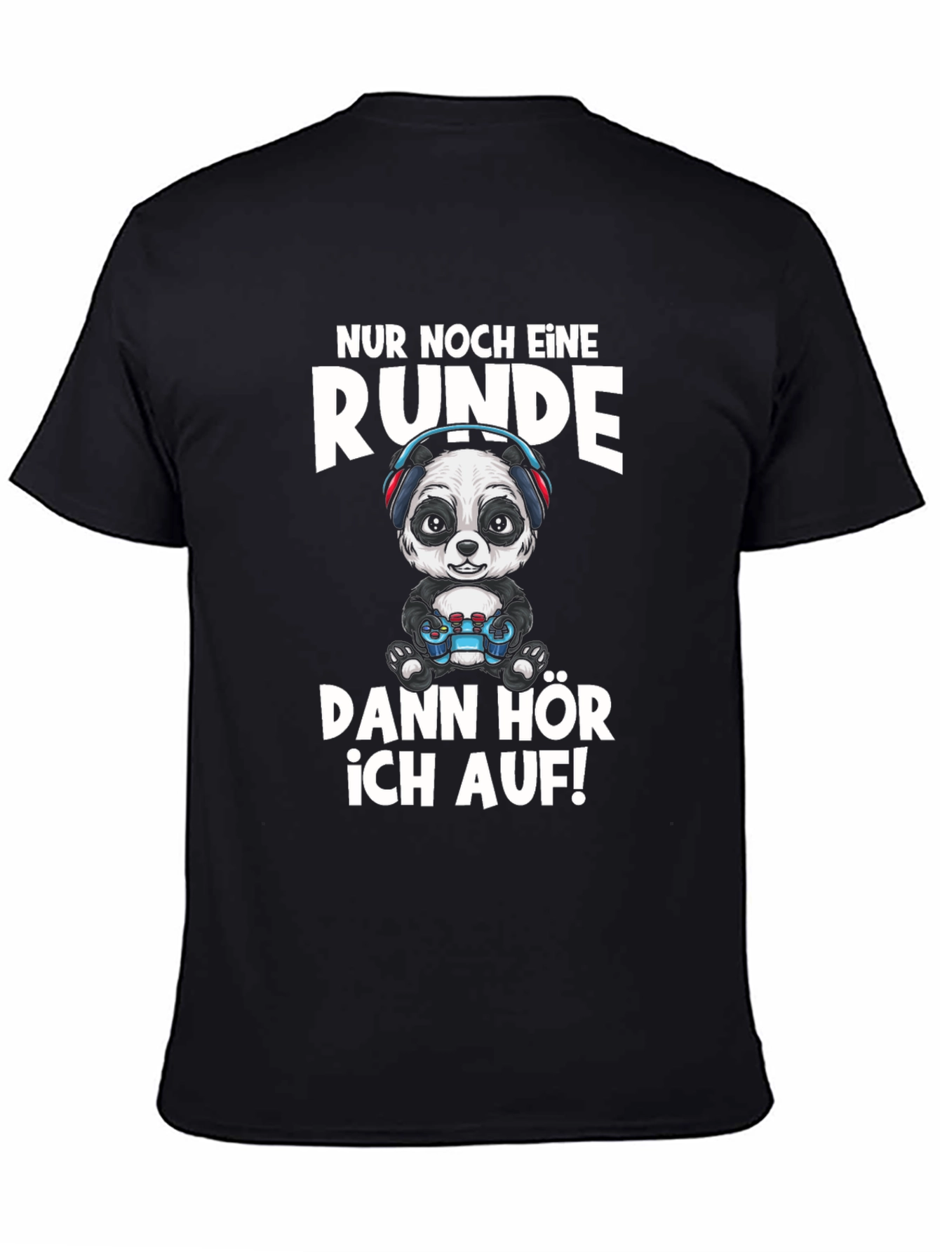 Black Gamer Panda T-Shirt - Just One More Round! view 4