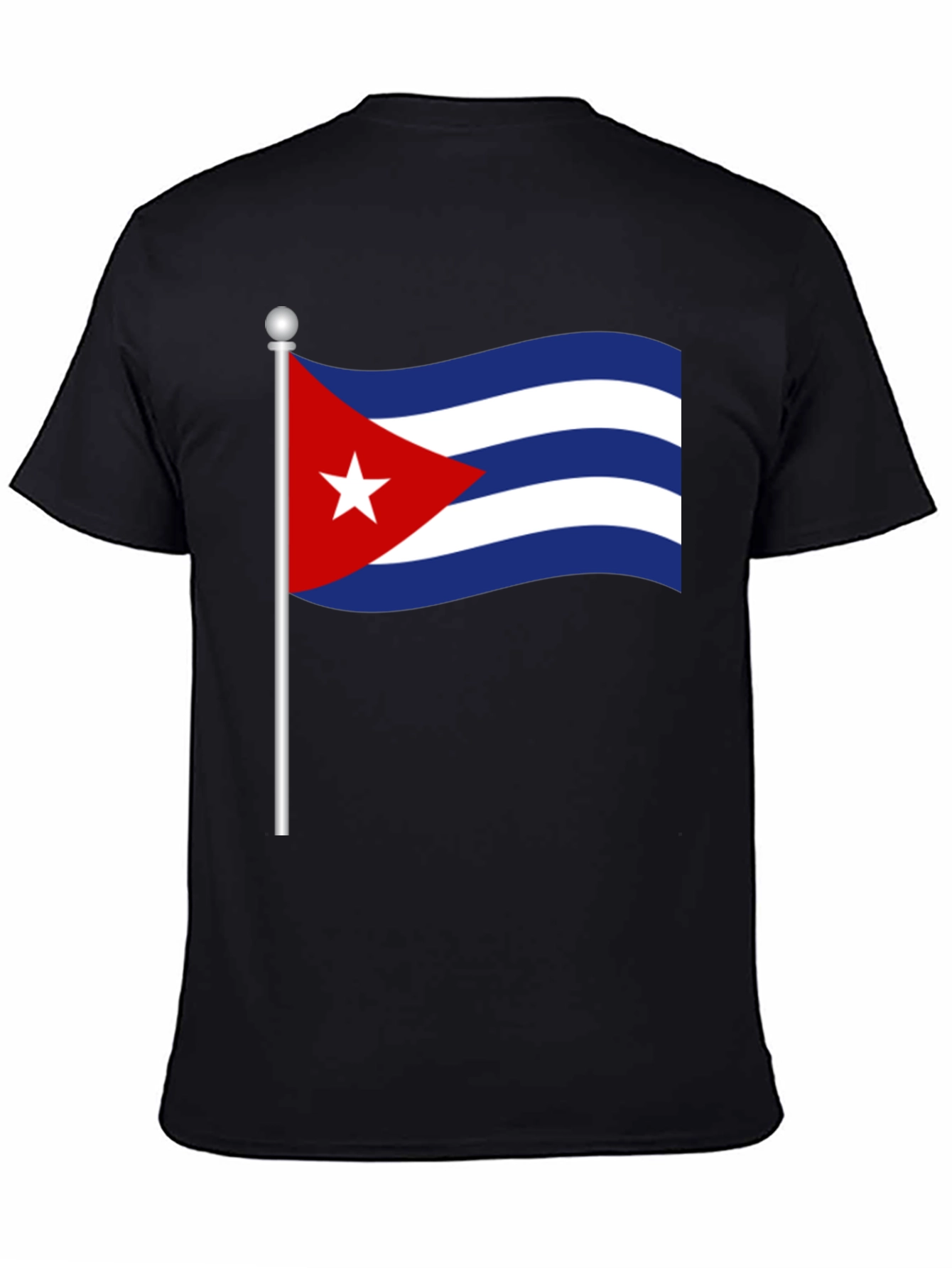 Black Cuba Flag T-Shirt - Black Crew Neck Tee view 4