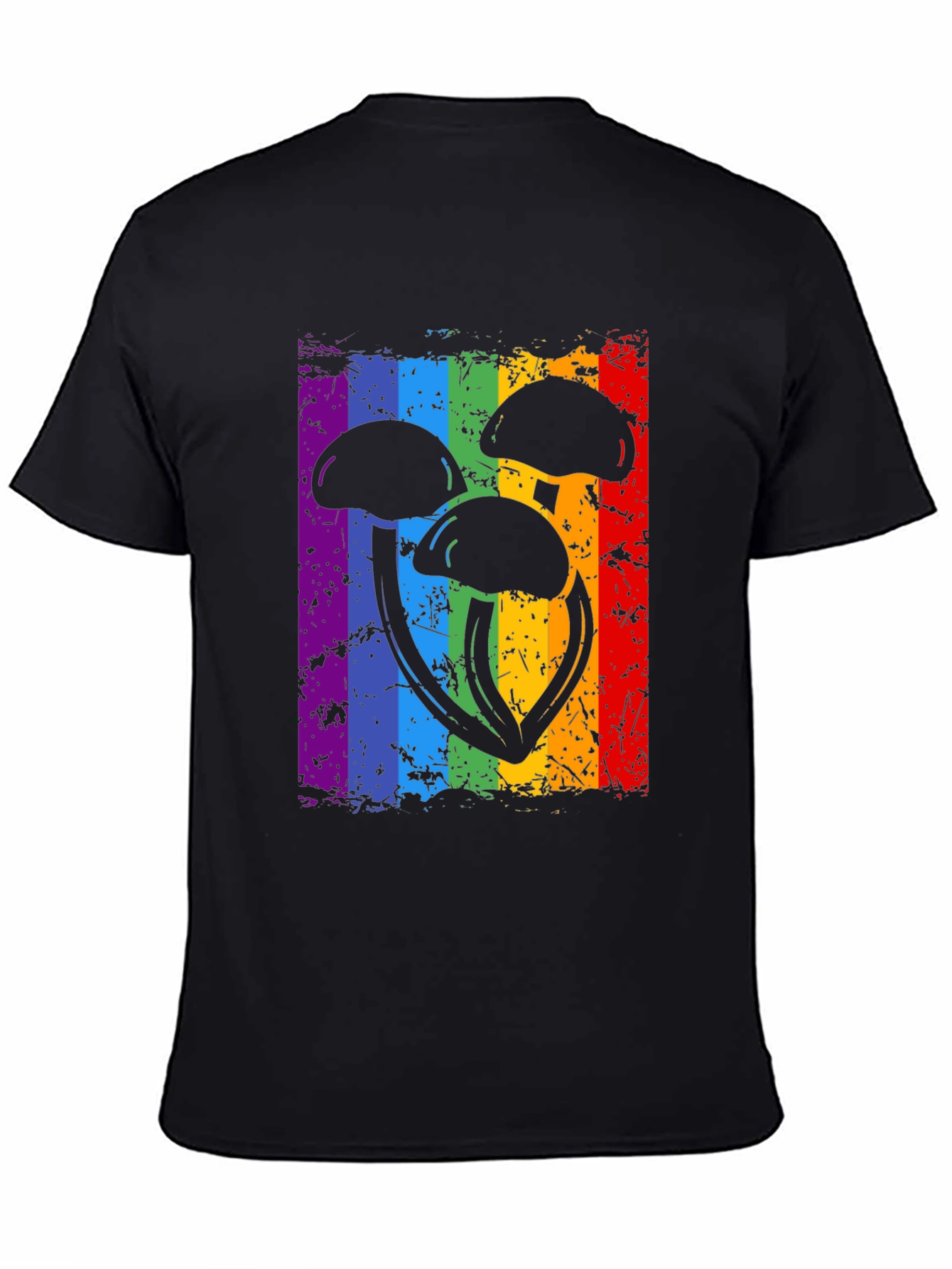 Black Rainbow Mushroom Graphic Tee view 4