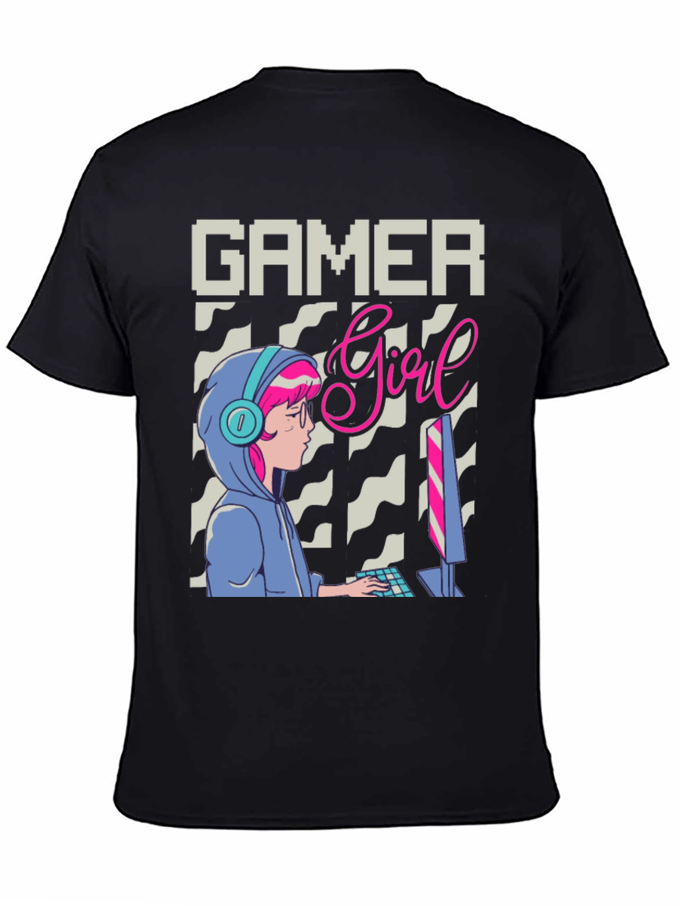 Black Gamer Girl Graphic Tee - Stylish Gaming Apparel view 4