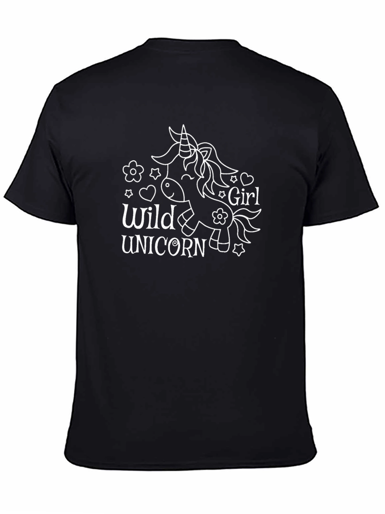 Wild Unicorn Girl Black T-Shirt - 4