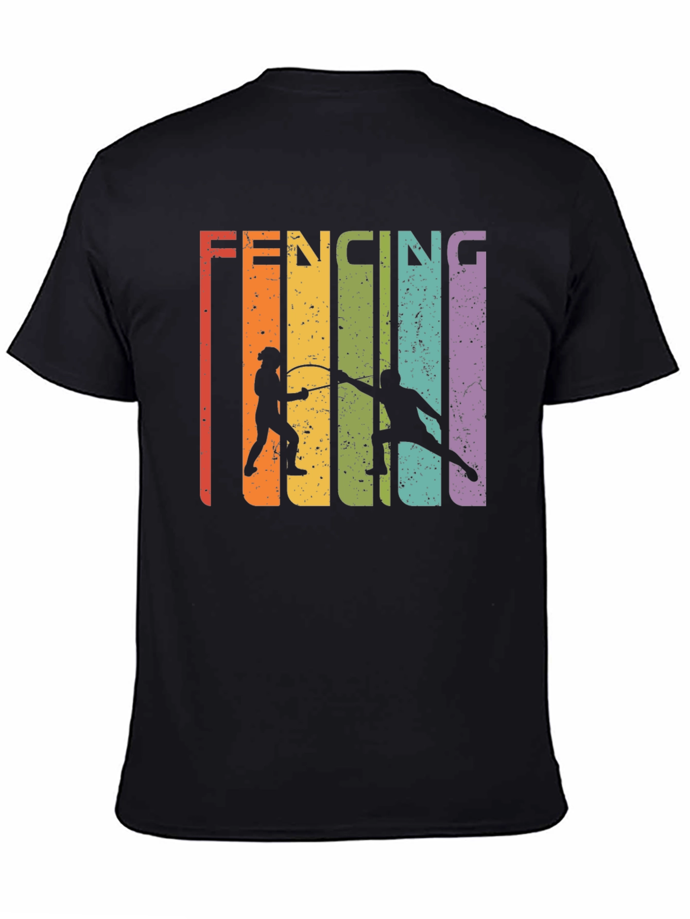 Black Retro Fencing Graphic T-Shirt view 4