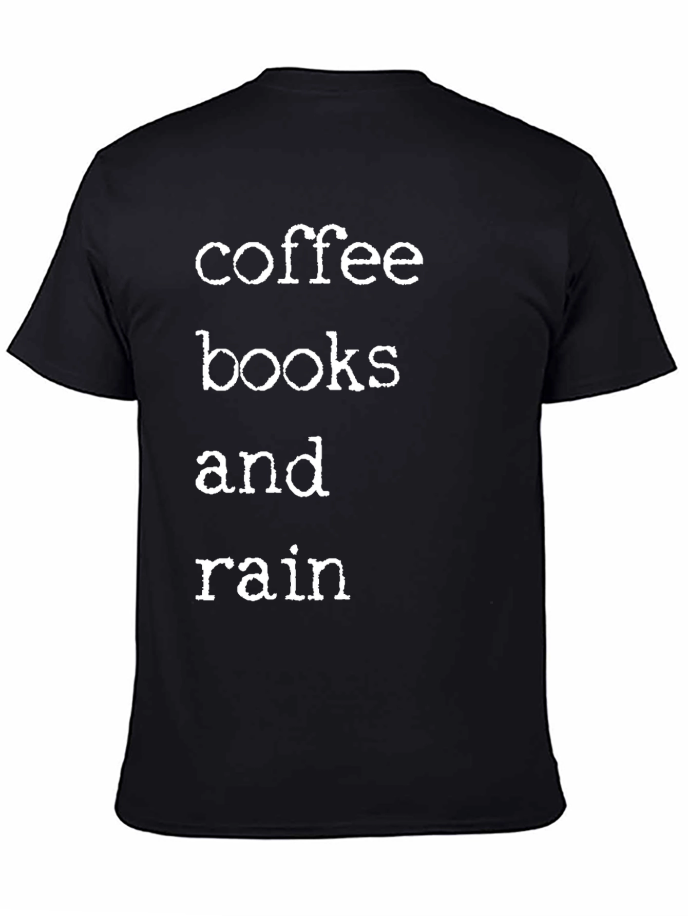 Black Coffee Books and Rain T-Shirt view 4