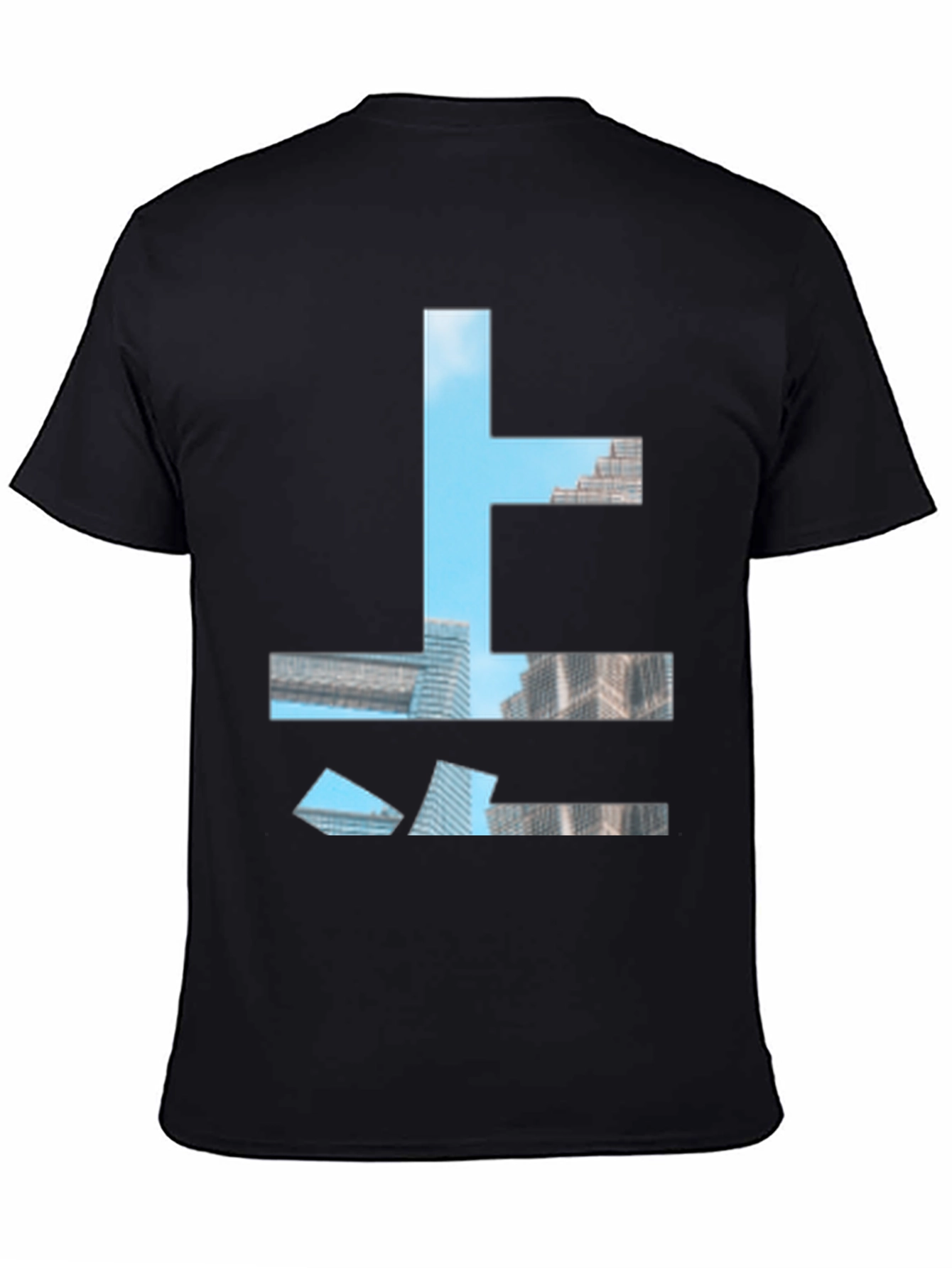 Black Urban Abstract Graphic Tee - Modern Black T-Shirt view 4