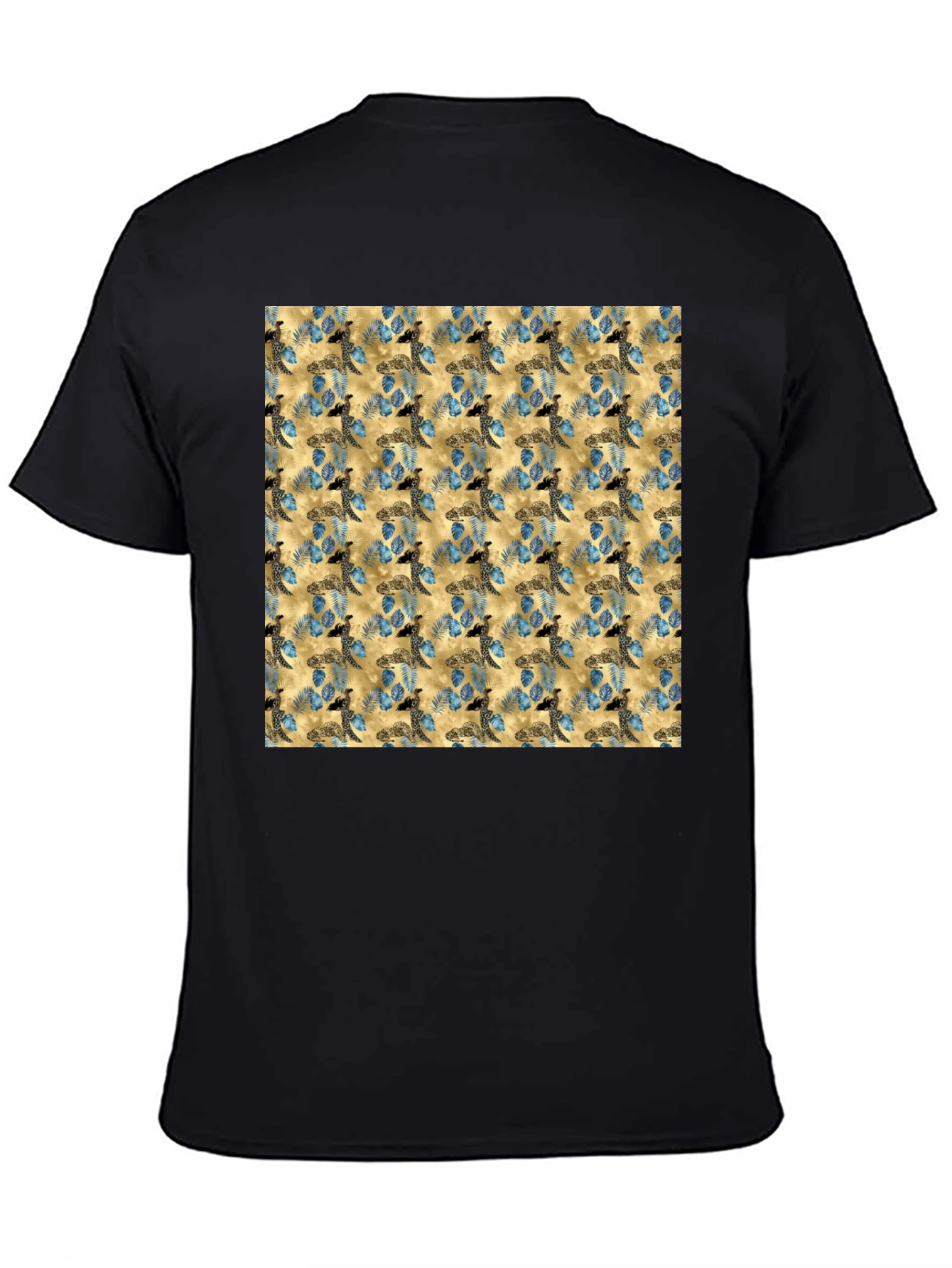 Black Turtle Pattern Black T-Shirt view 4