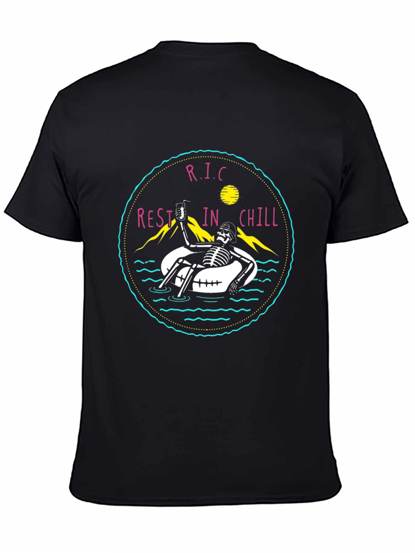 Black Rest in Chill Skeleton Graphic T-Shirt view 4