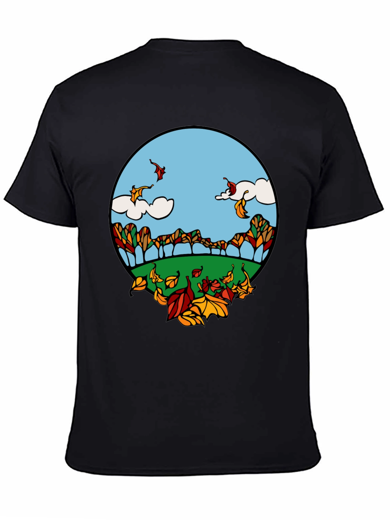Black Fall Landscape Graphic Tee - Autumnal Style view 4