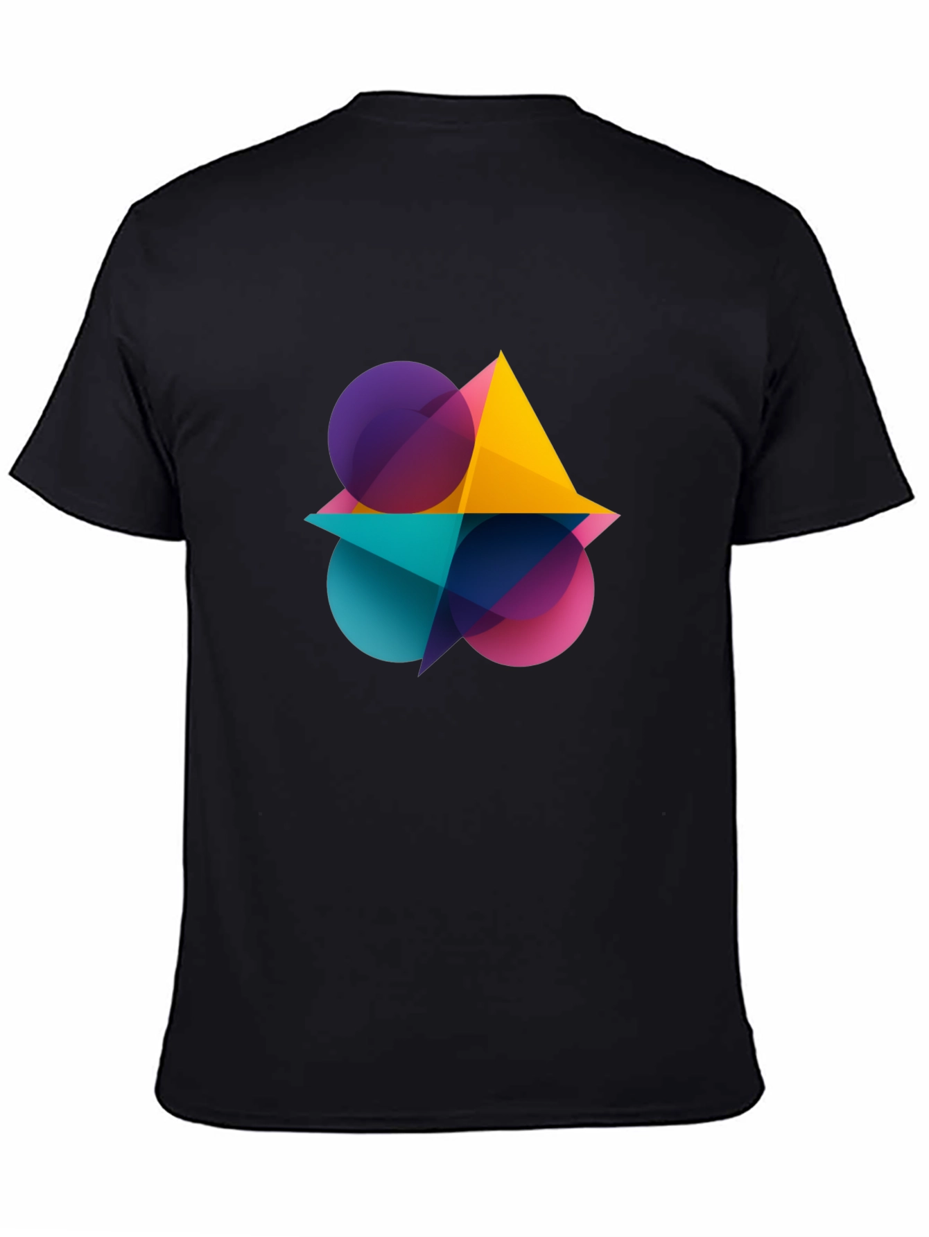 Black Abstract Geometric Design Black T-Shirt view 4