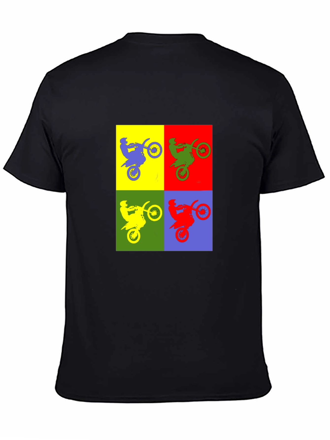 Black Motorcycle Pop Art T-Shirt - Black view 4