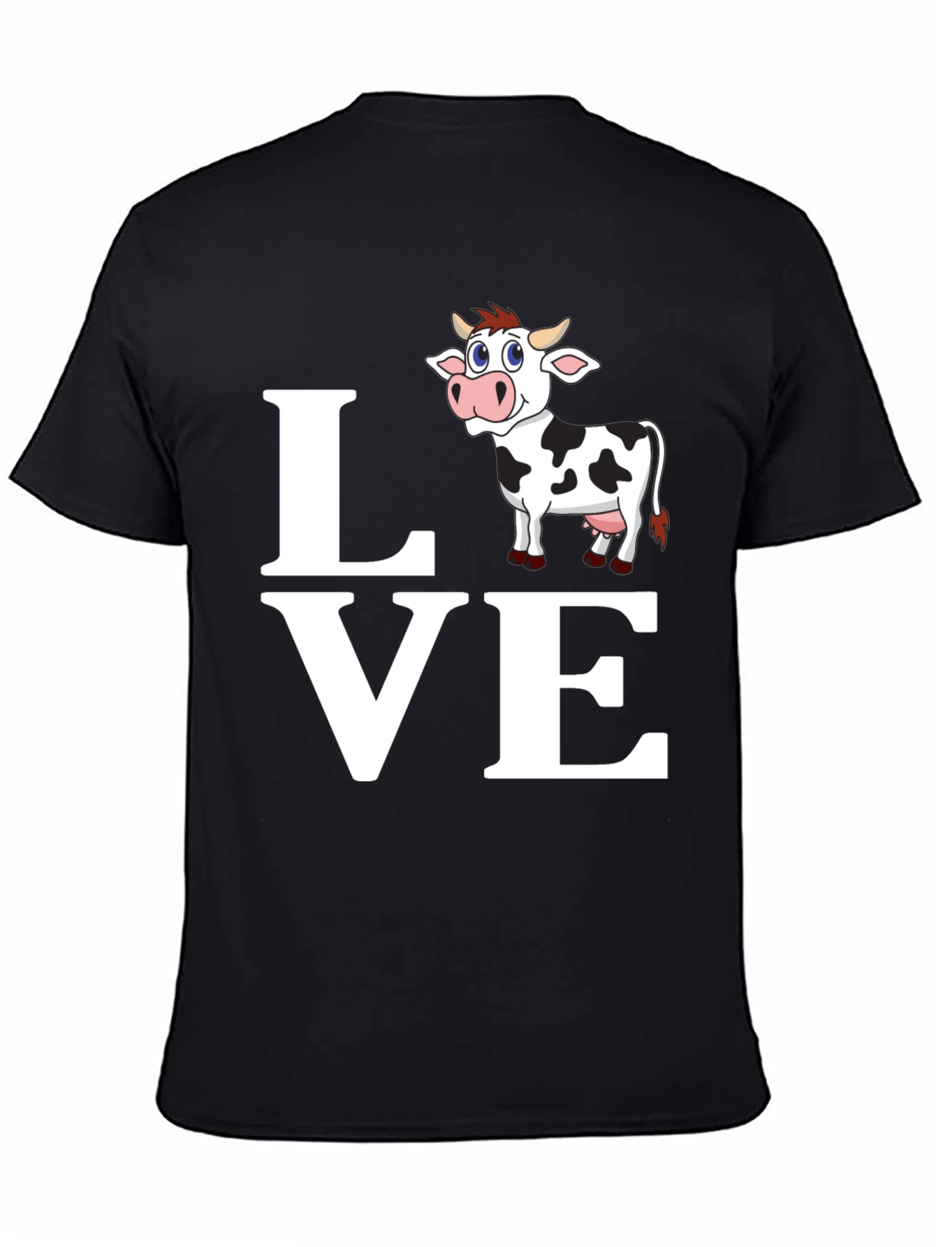 Black Cute Cow Lover T-Shirt - Black Cotton Blend view 4