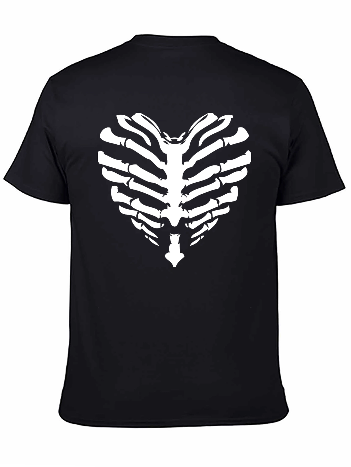 Black Rib Cage Heart Graphic Tee - Unique Skeleton Print view 4
