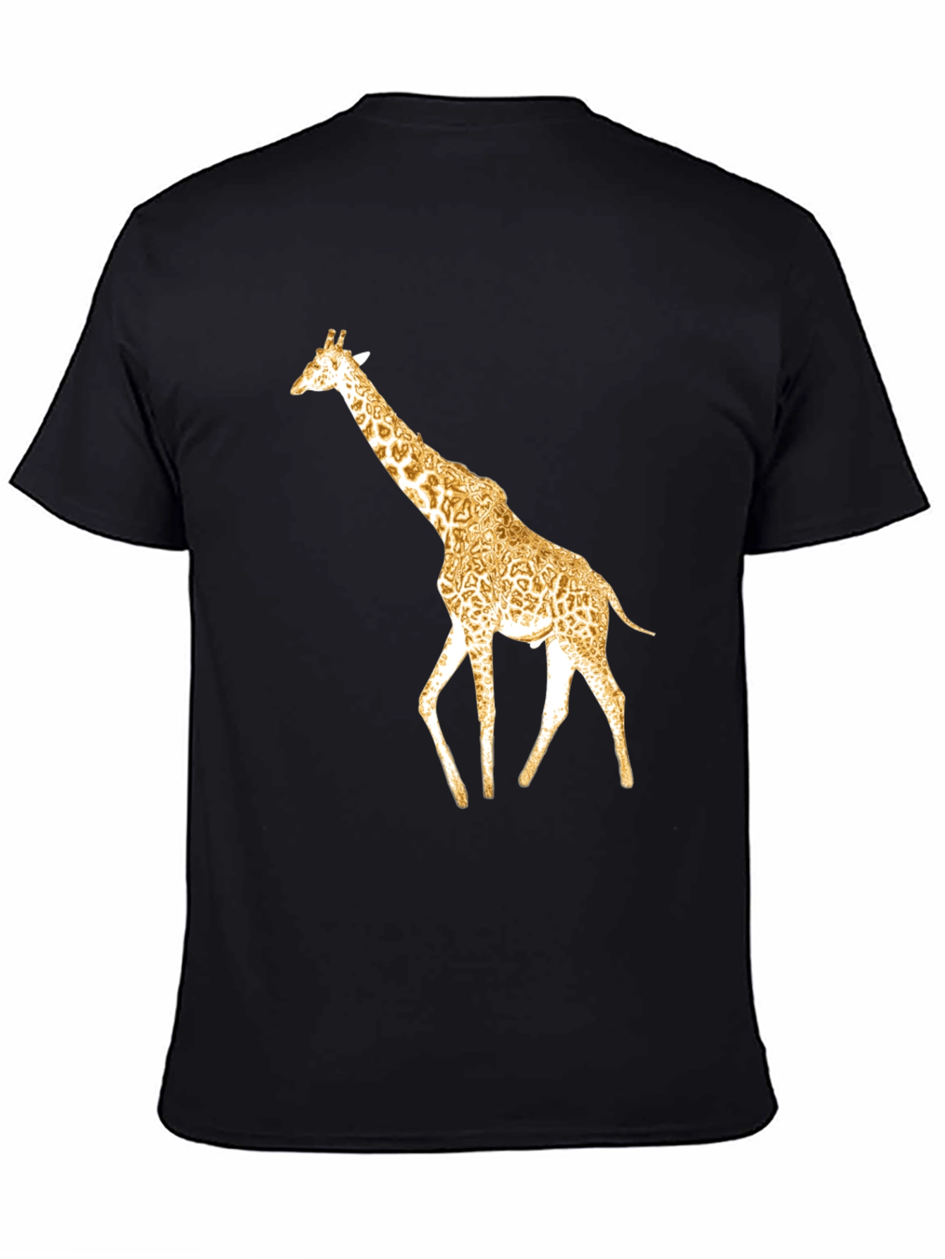 Black Stylish Giraffe Print Black T-Shirt view 4
