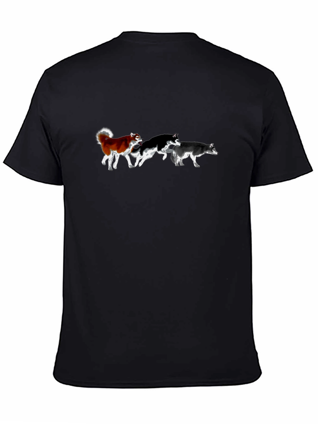 Black Husky Dog Pack T-Shirt - Black Cotton Tee view 4