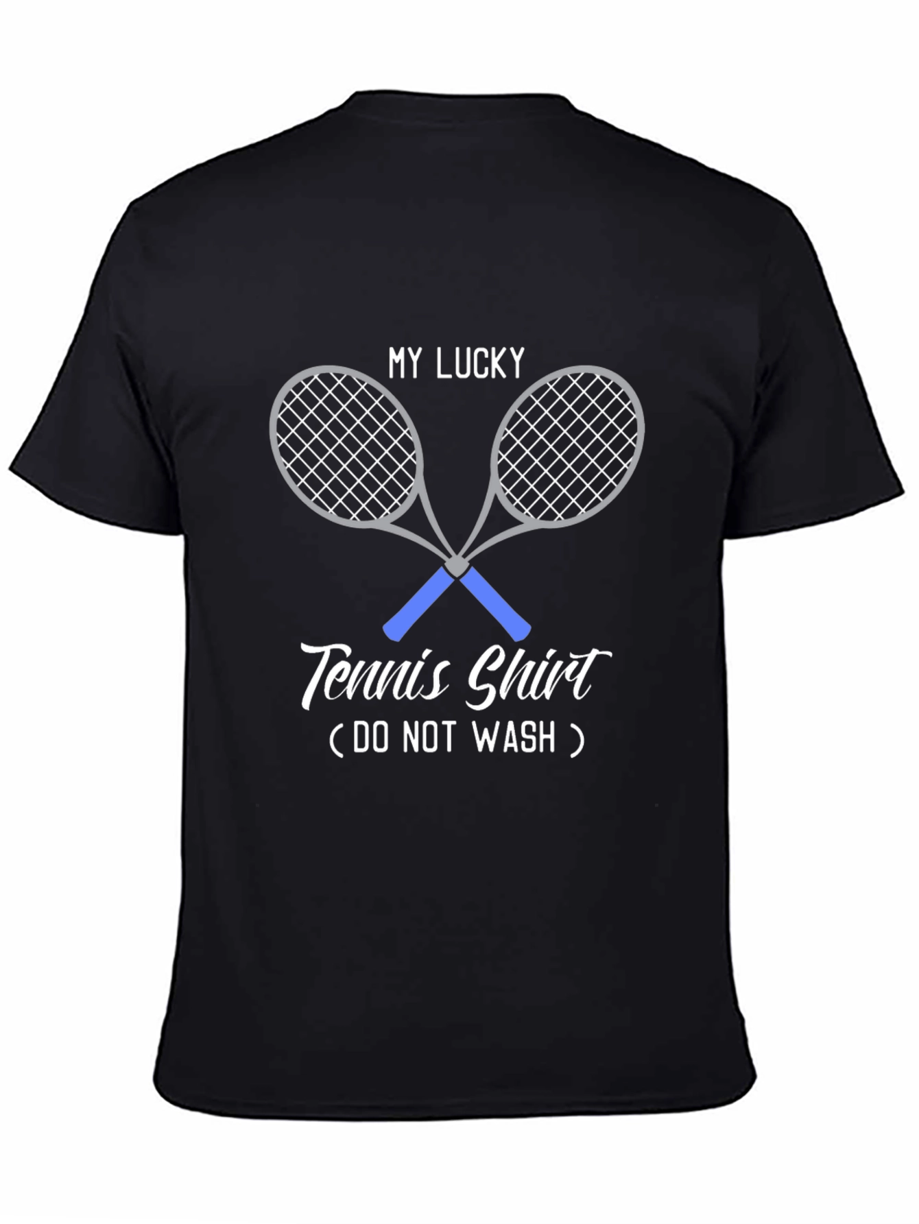 Black My Lucky Tennis Shirt - Novelty Graphic Tee view 4