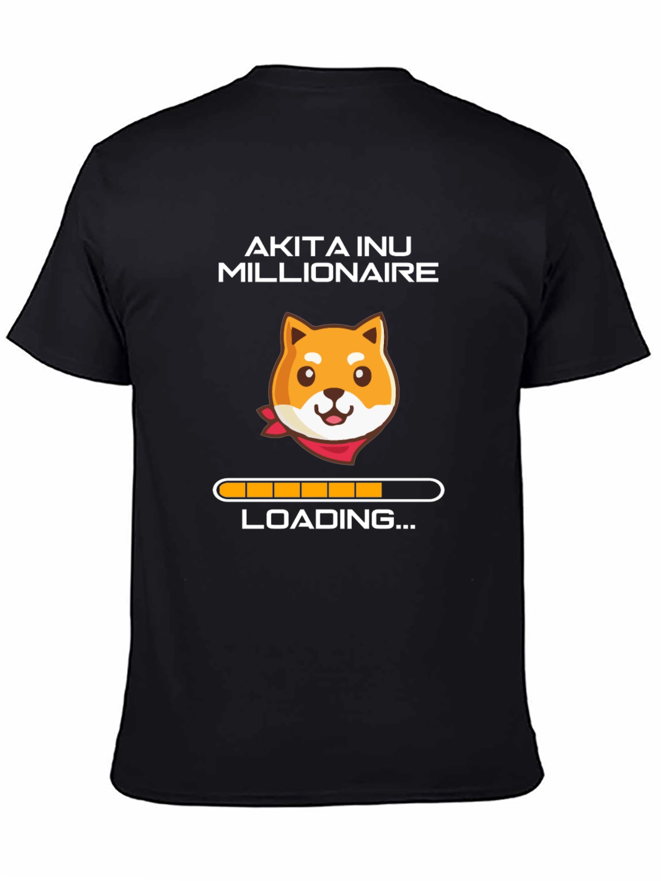 Black Akita Inu Millionaire Loading T-Shirt - Black view 4