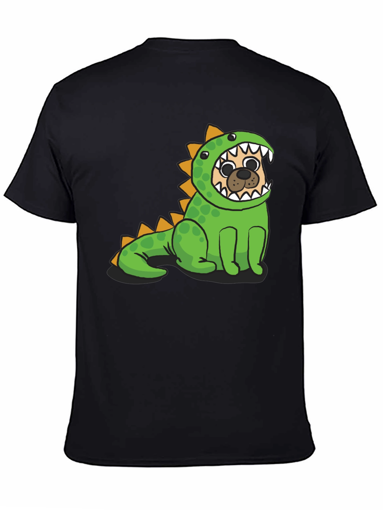 Black Pug in Dino Costume Graphic T-Shirt view 4