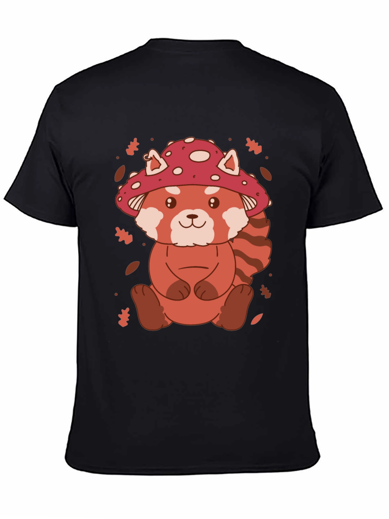 Black Mushroom Red Panda Graphic Tee view 4