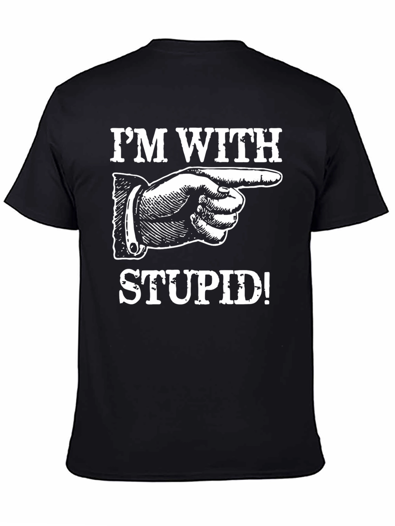 Black I'm With Stupid Graphic T-Shirt - Pointing Finger Design view 4