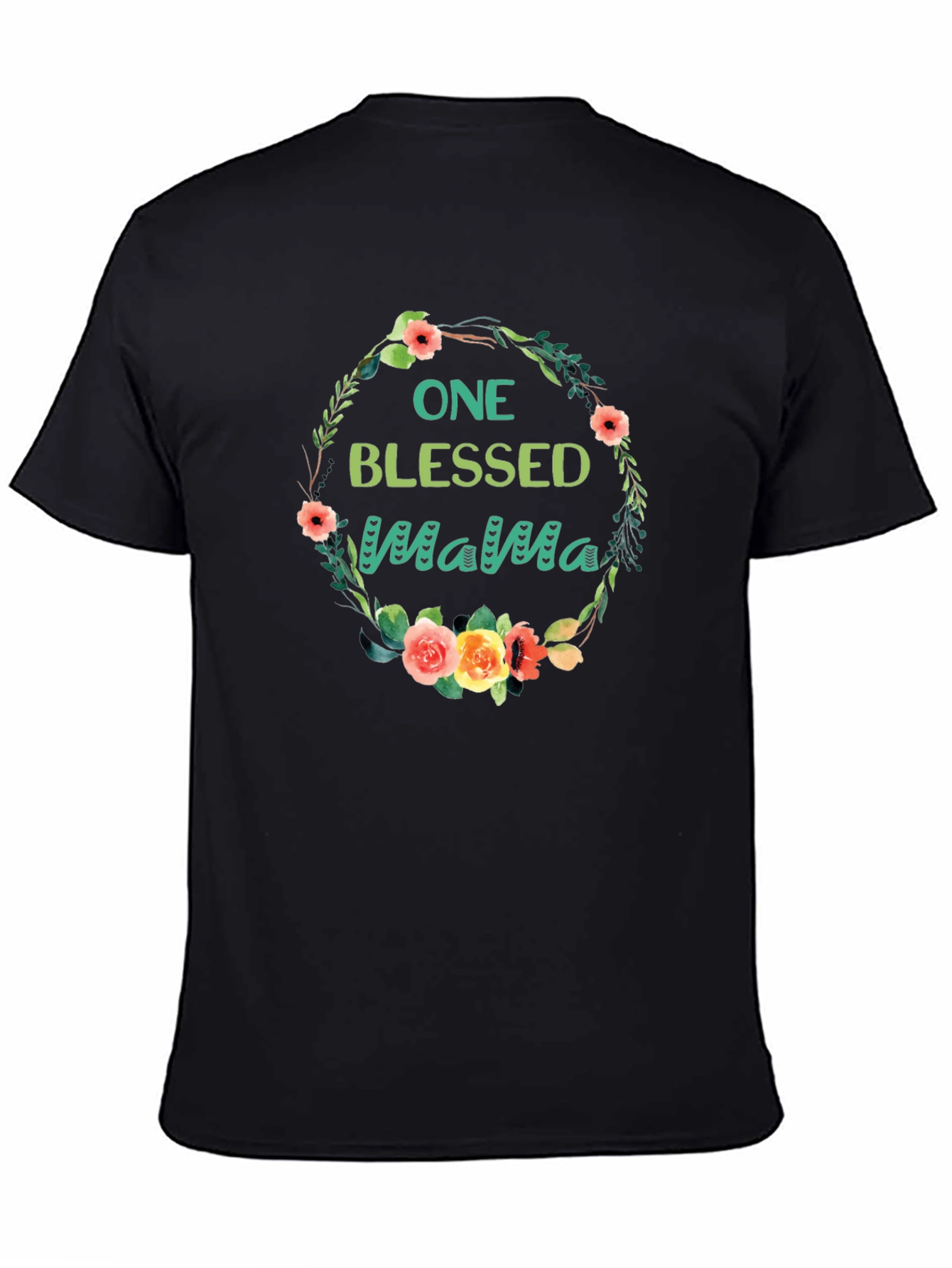 Black One Blessed Mama T-Shirt view 4