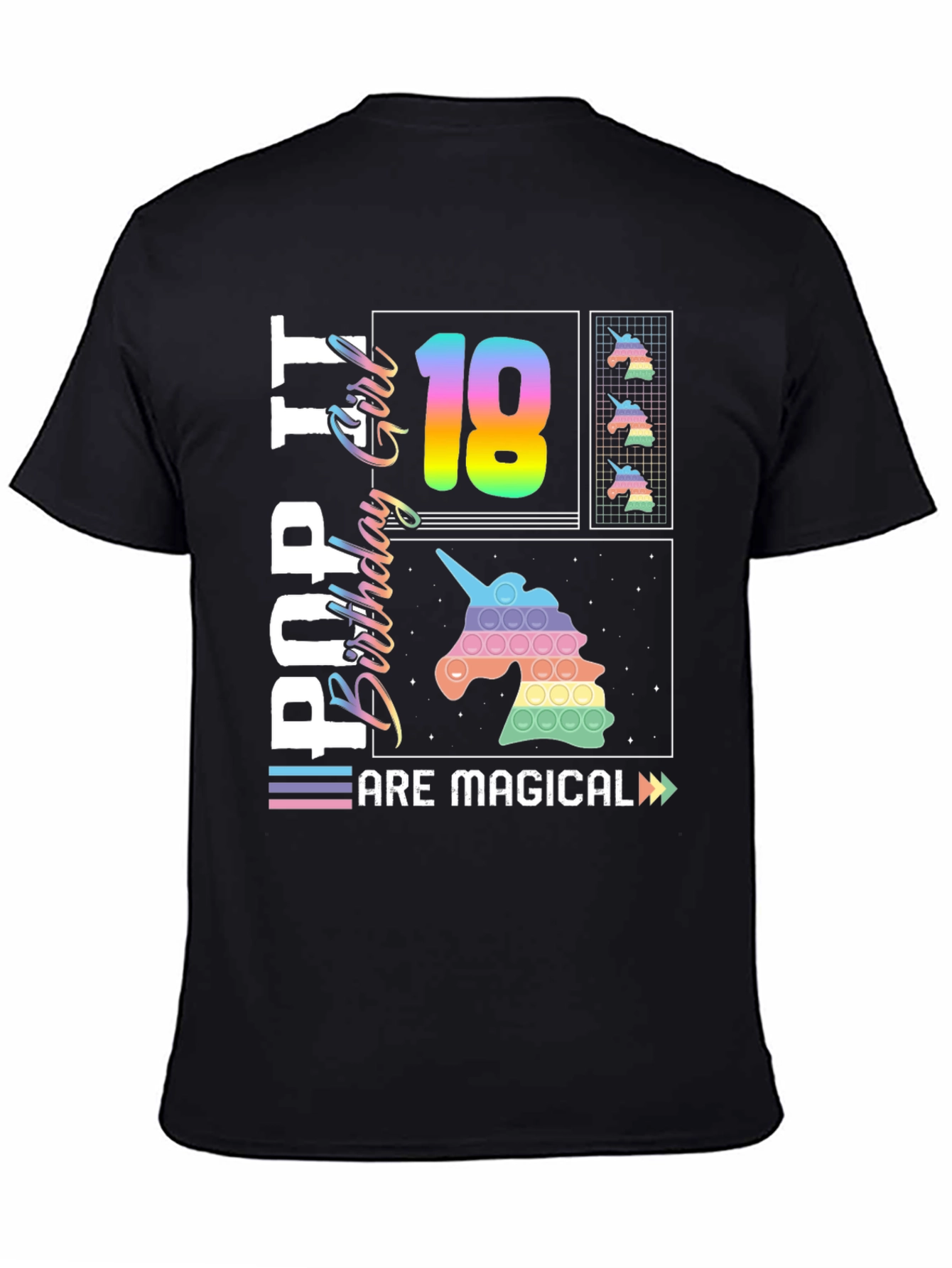 Black Pop It 18th Birthday Girl T-Shirt view 4