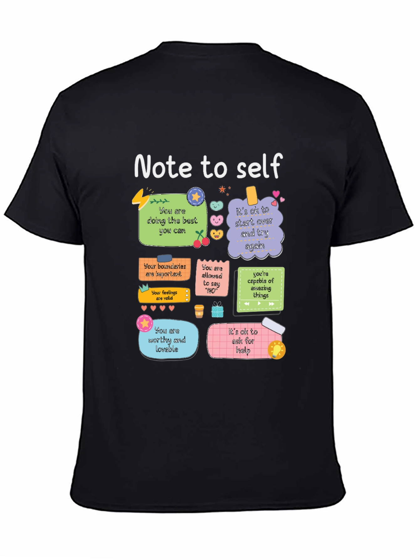 Black Note to Self Graphic T-Shirt, Positive Affirmations Tee view 4